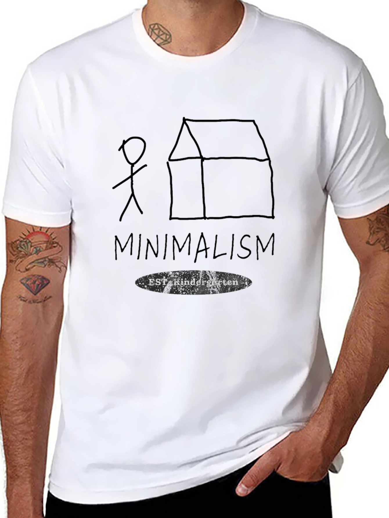 Minimalism Kindergarten Black T-Shirt