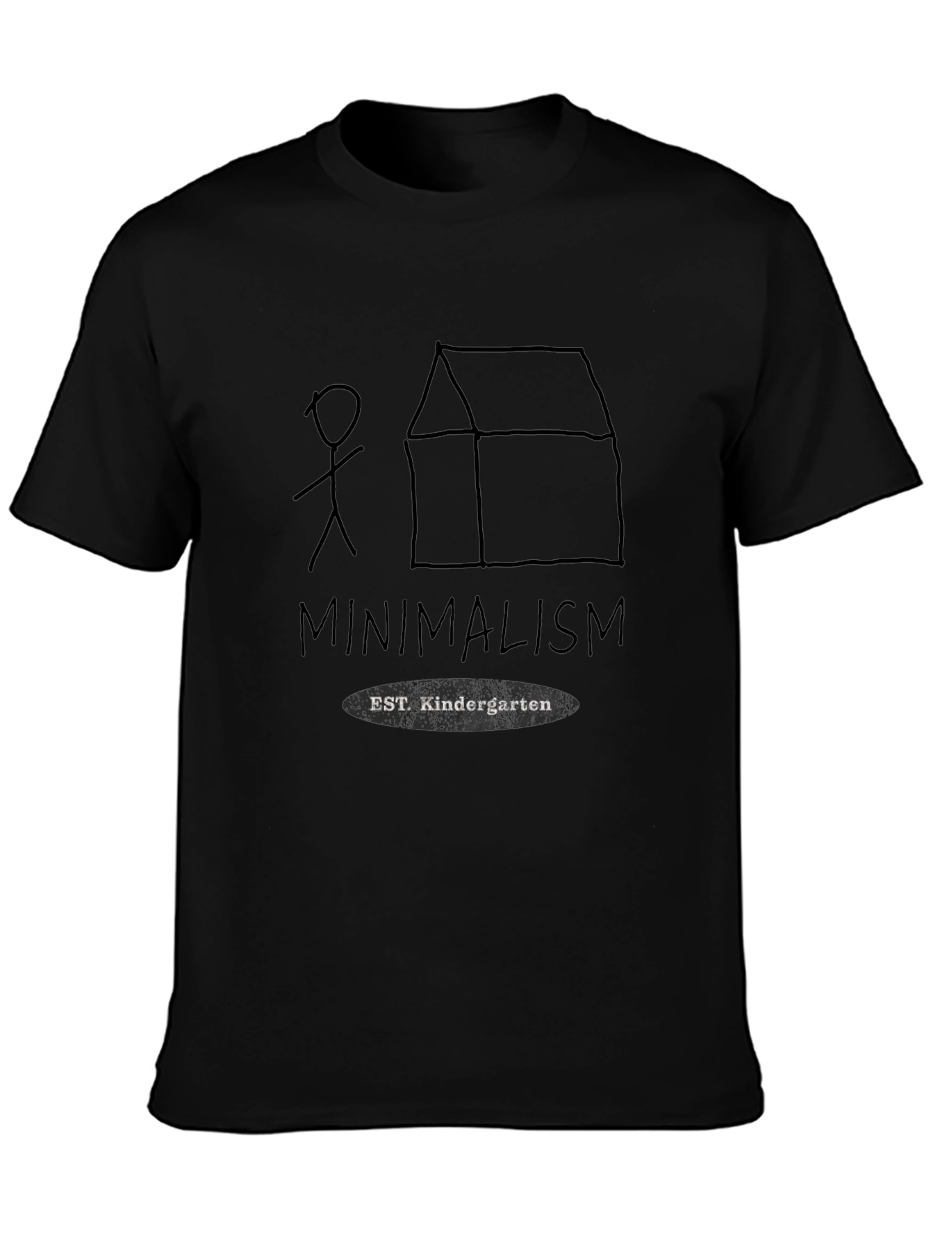 Minimalism Kindergarten Black T-Shirt