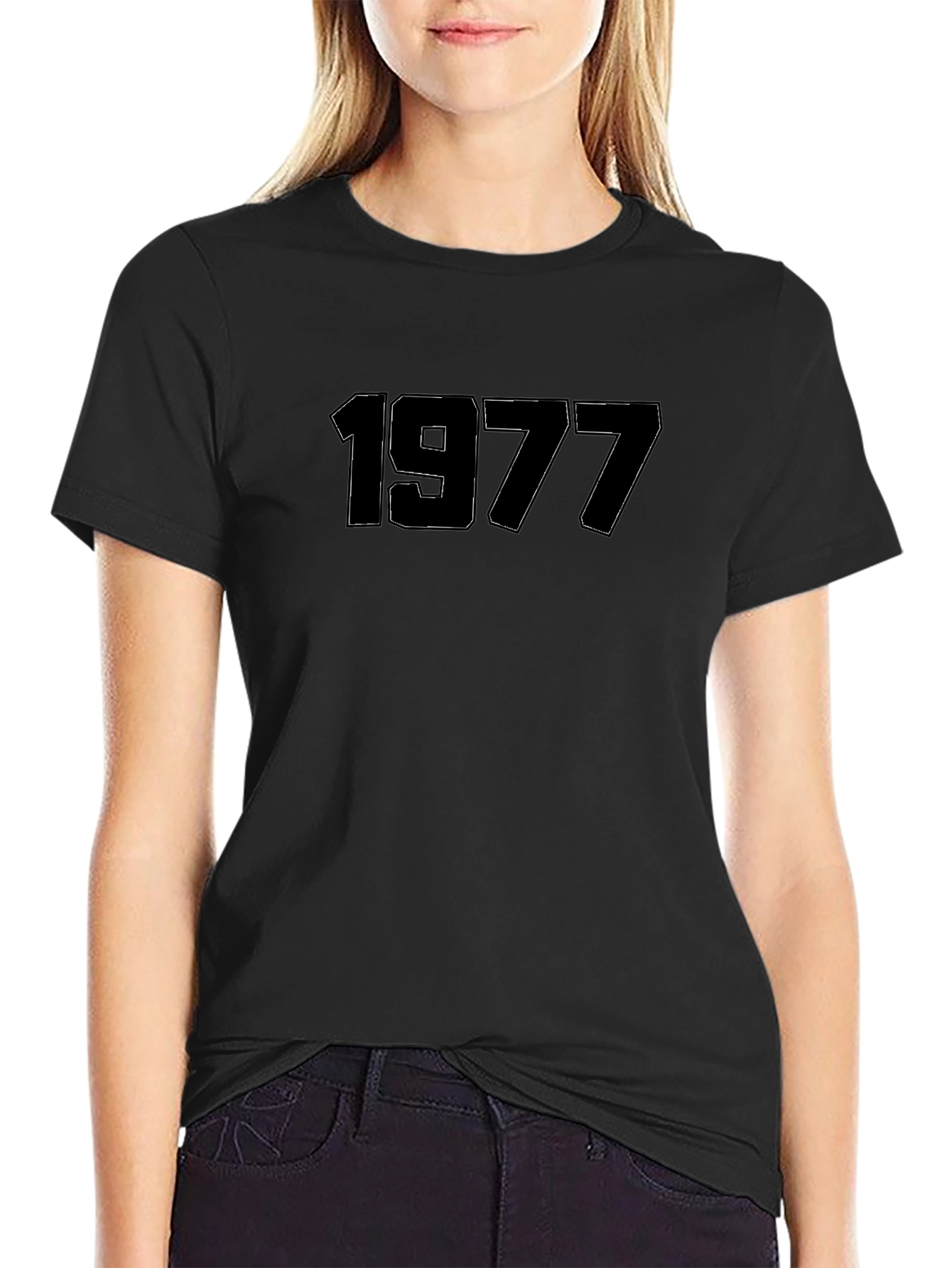 1977 Graphic Tee - Retro Style Black T-Shirt