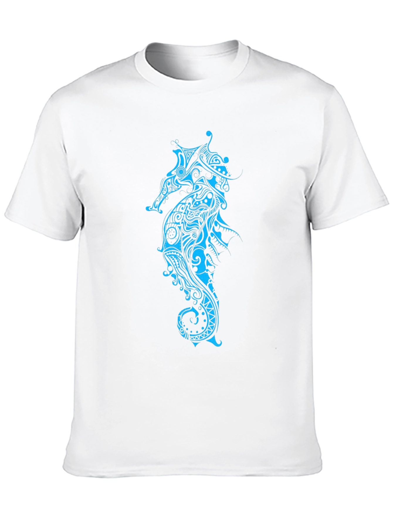 Tribal Seahorse Graphic Tee - Black Casual Shirt