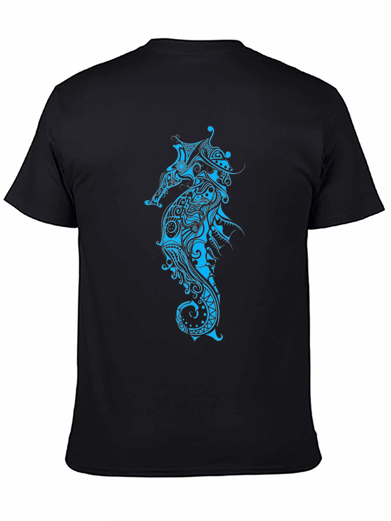 Tribal Seahorse Graphic Tee - Black Casual Shirt
