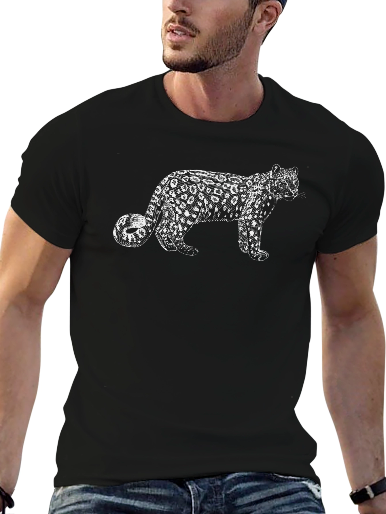 Leopard Graphic Print Black T-Shirt