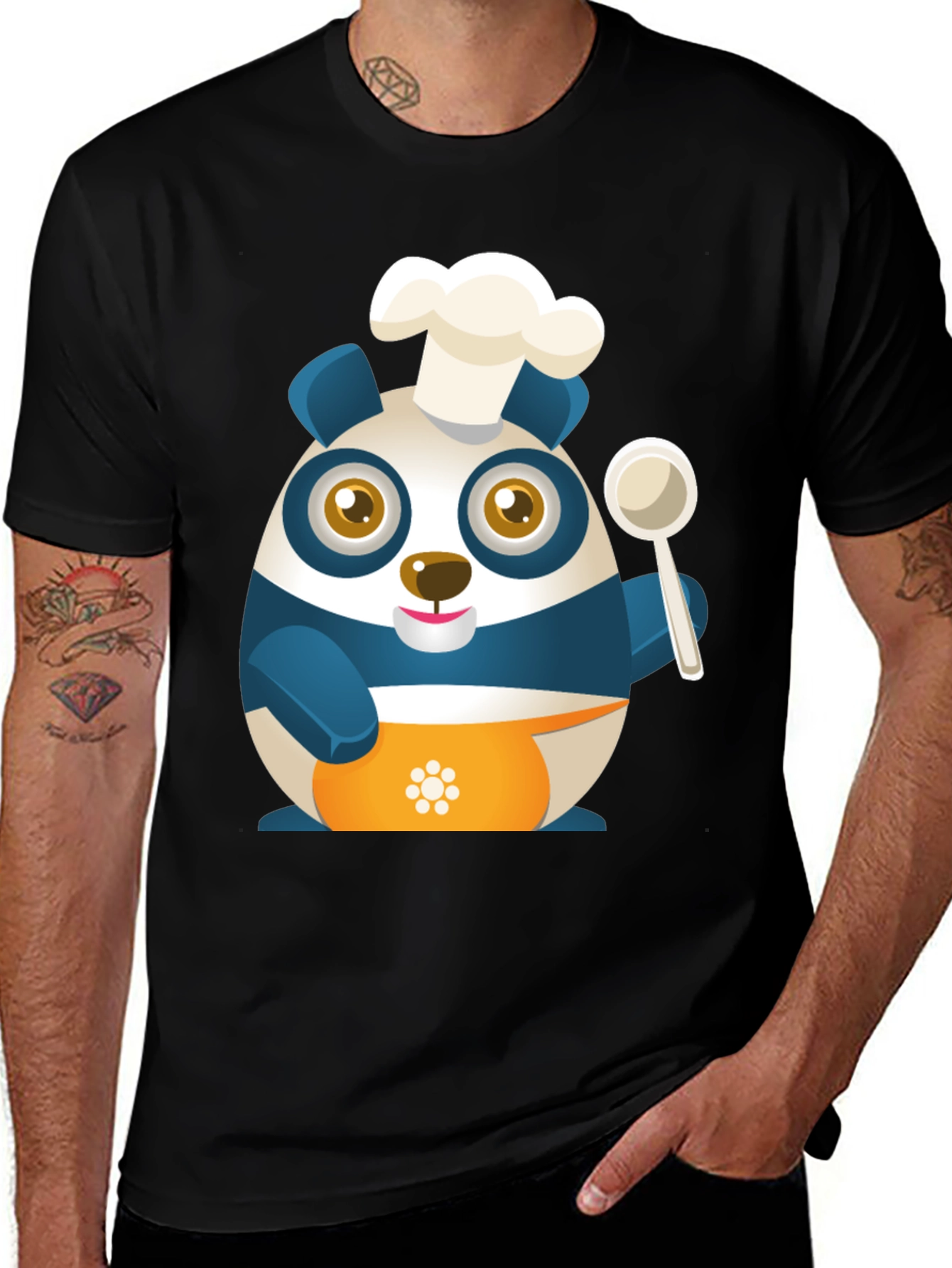 Chef Panda Black T-Shirt - Cute and Funny