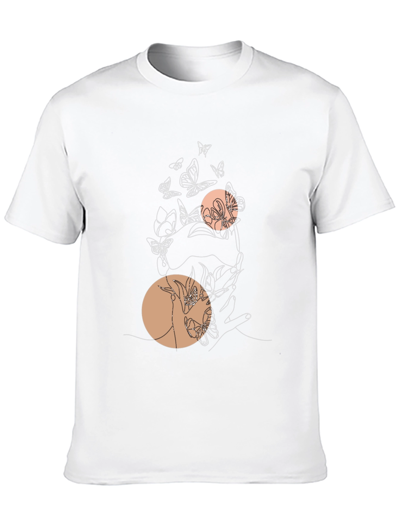 Abstract Butterfly Line Art Graphic Tee - Black