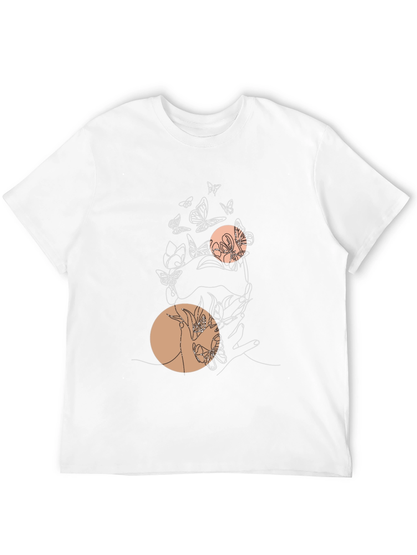 Abstract Butterfly Line Art Graphic Tee - Black