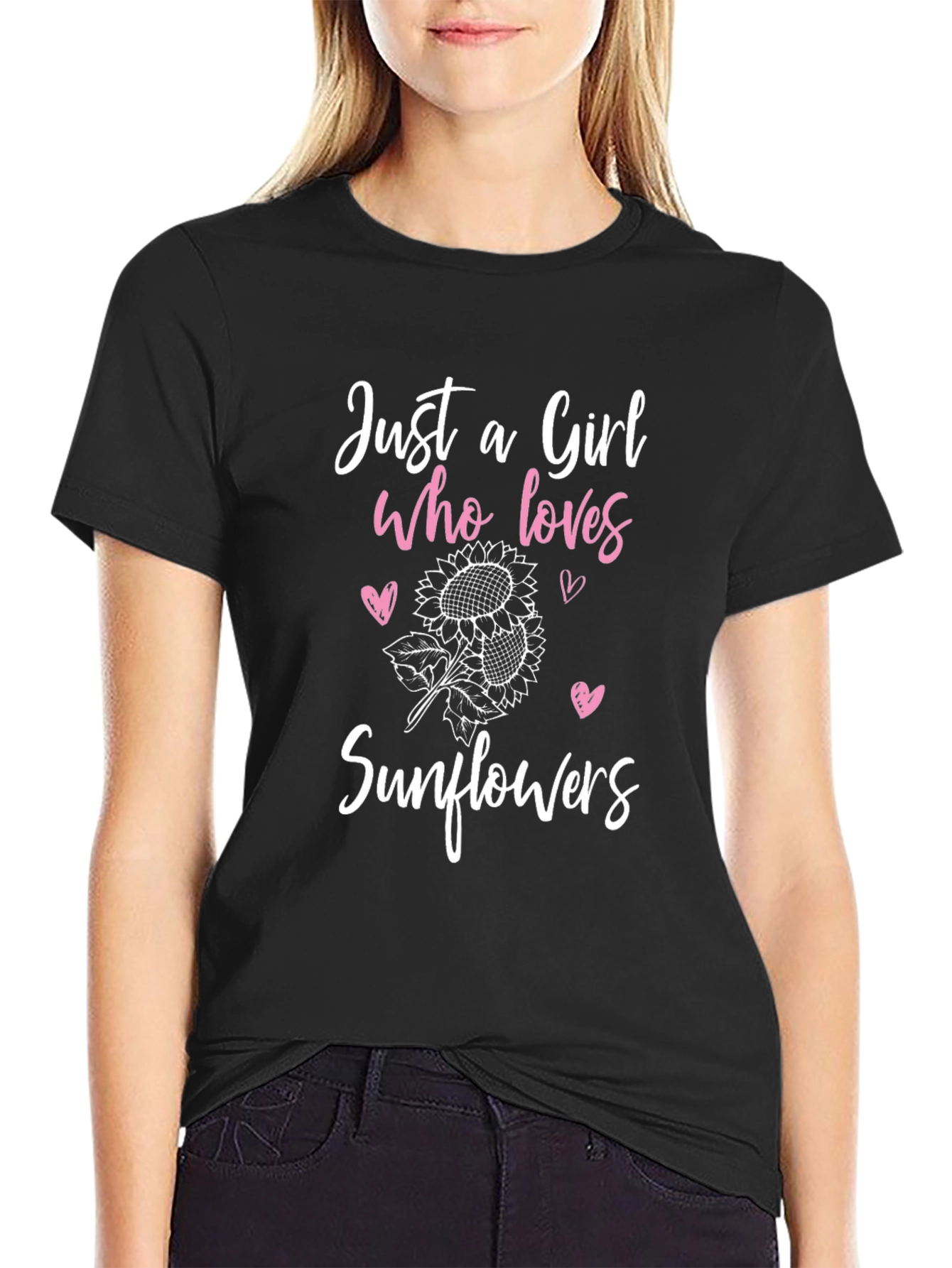 Girl Who Loves Sunflowers Graphic Tee