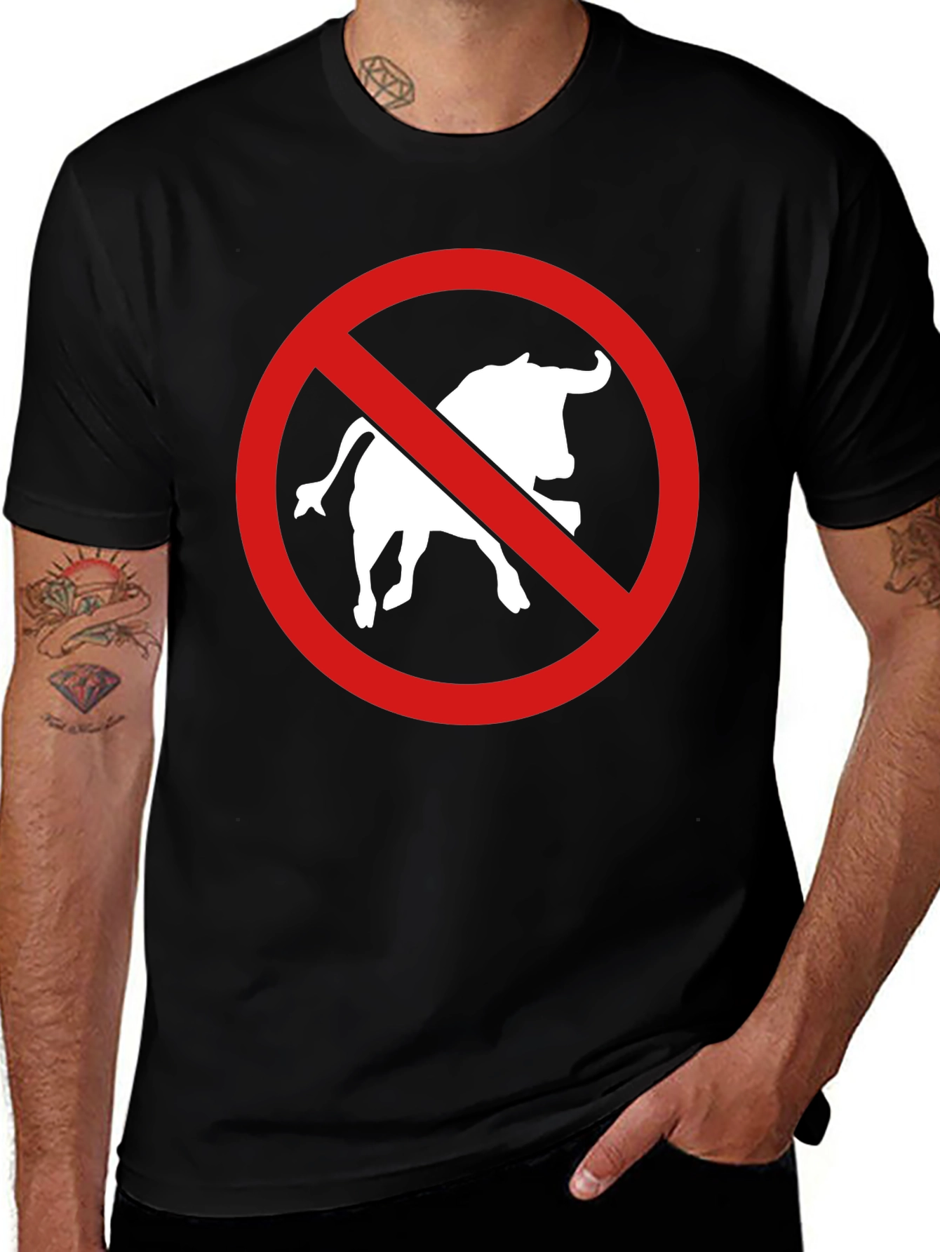 Anti Bullfighting T-Shirt - Black Cotton Tee