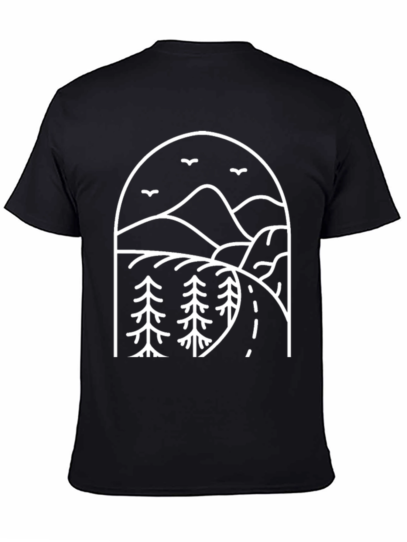 Minimalist Mountain Road Trip Black Tee
