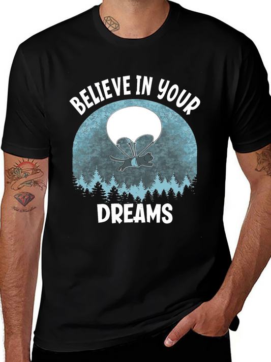 Believe in Your Dreams T-Shirt Funny Cat Parachute Shirt