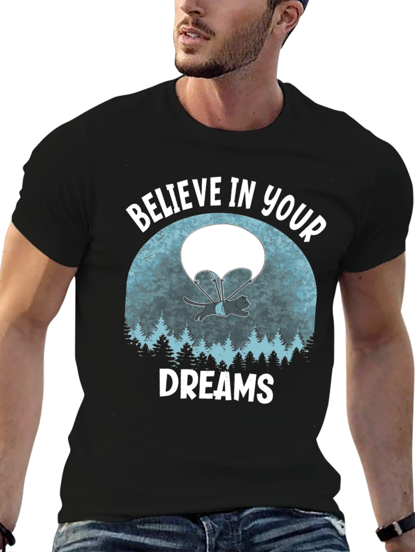 Believe in Your Dreams T-Shirt Funny Cat Parachute Shirt