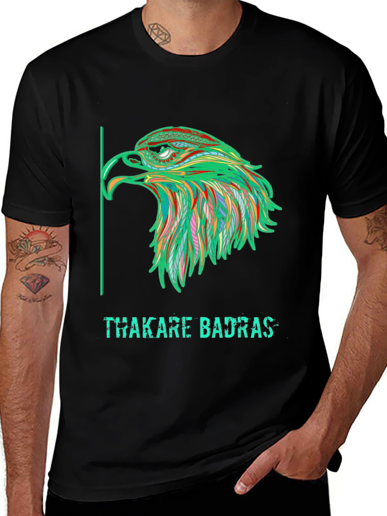 Bold Eagle Graphic Print Black T-Shirt