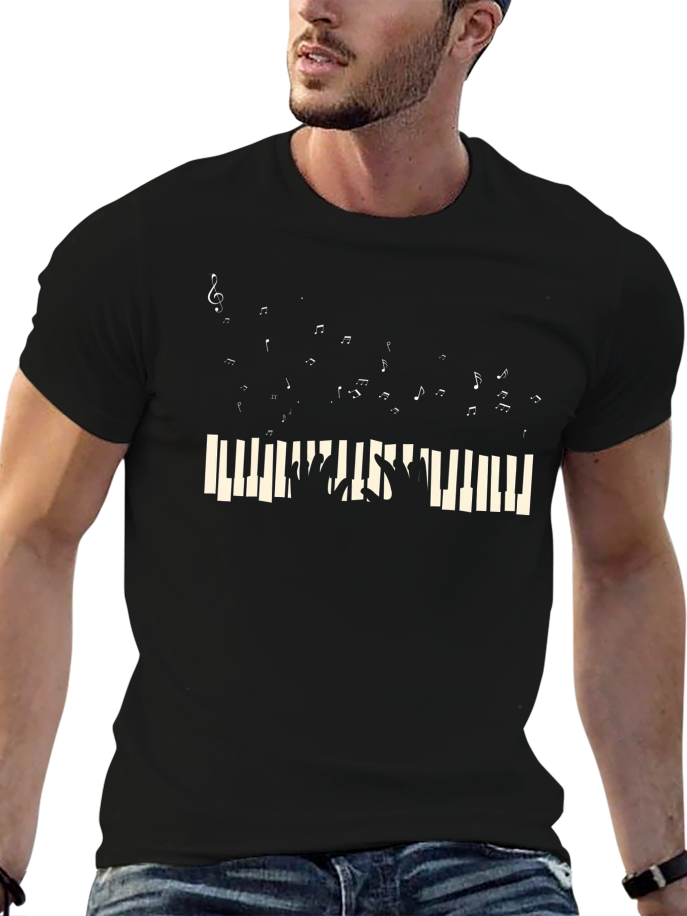 Musical Piano T-Shirt - Black
