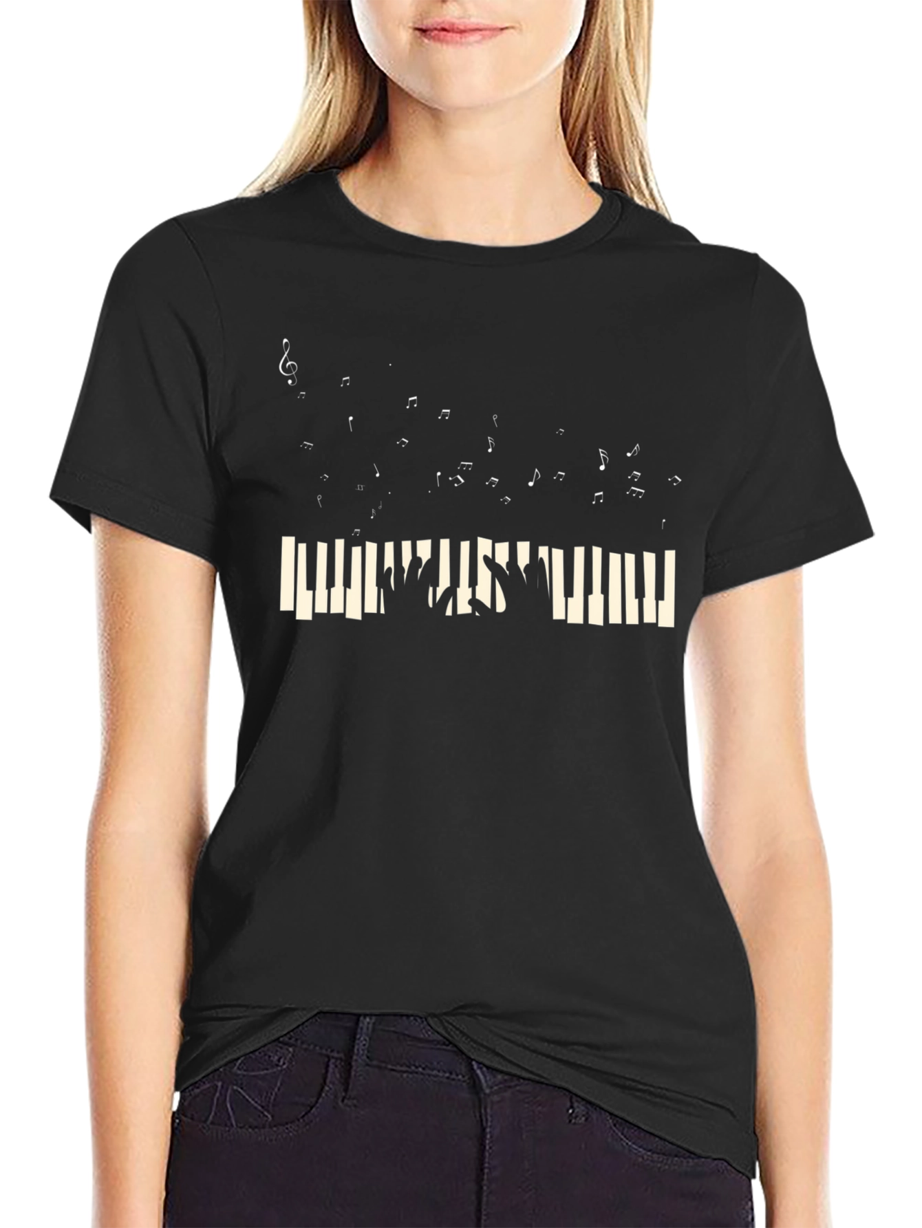 Musical Piano T-Shirt - Black