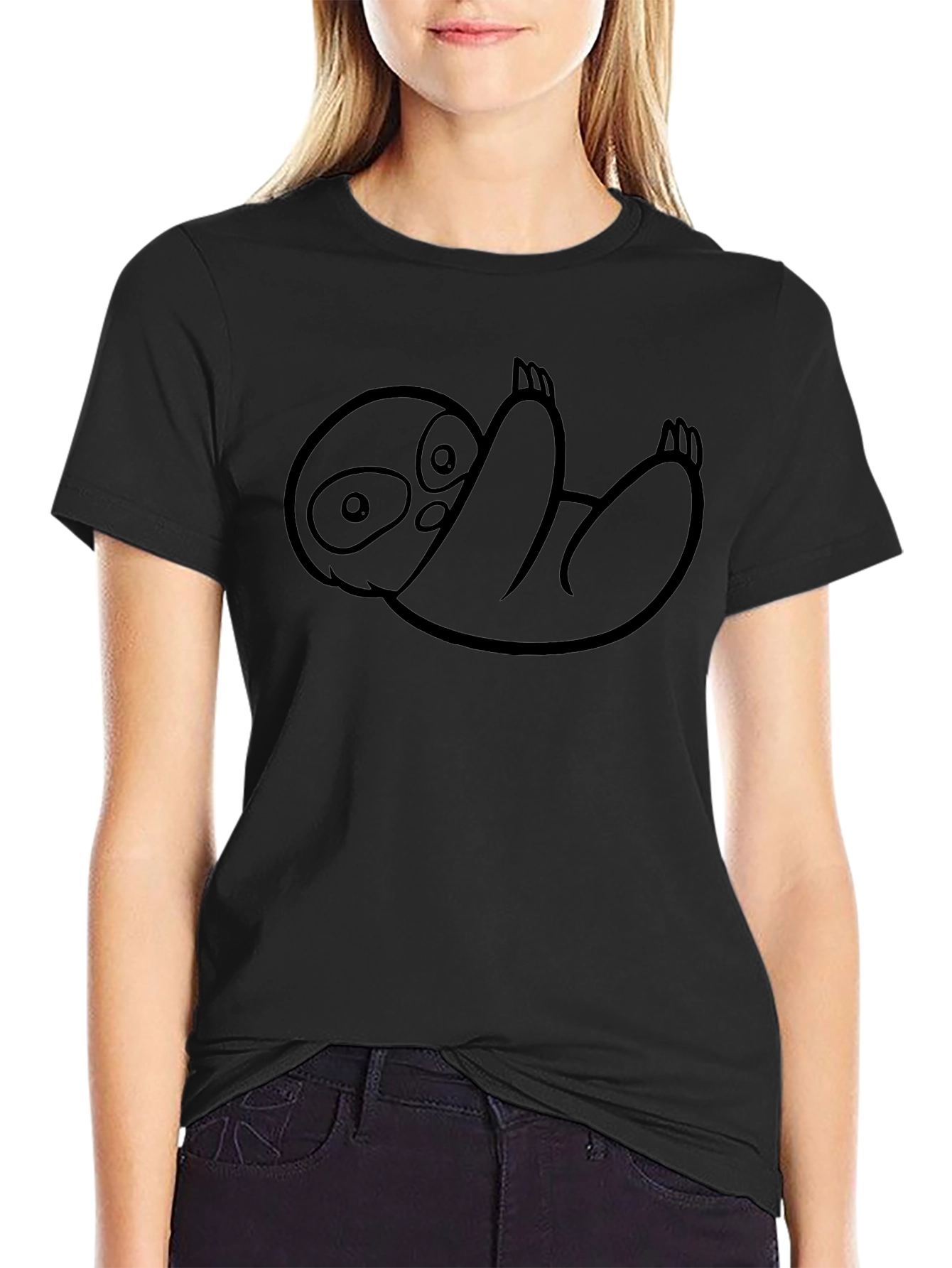 Sloth Graphic Tee - Relaxed Fit Black T-Shirt