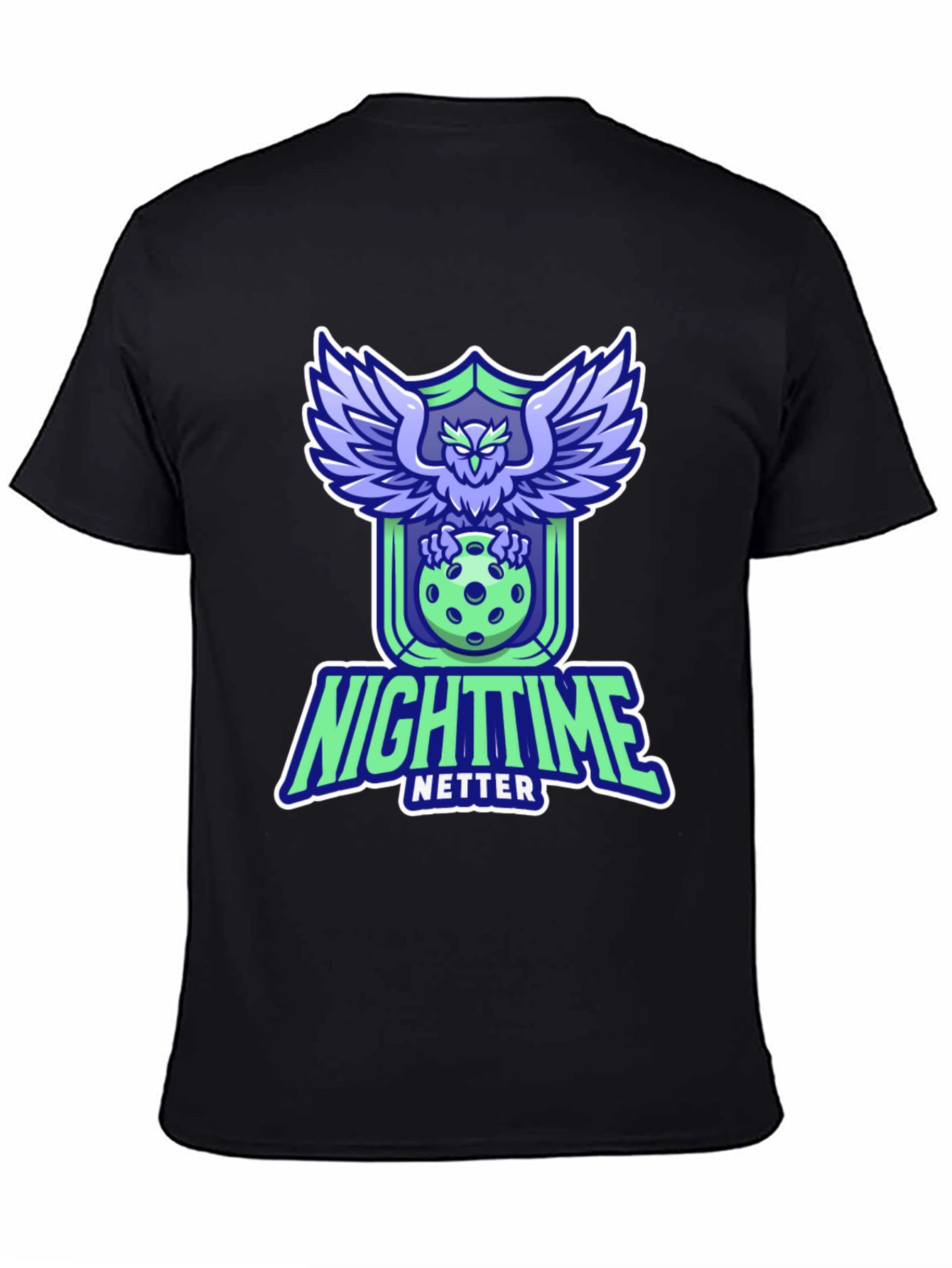 Nighttime Netter Graphic Tee - Owl Pickleball Design