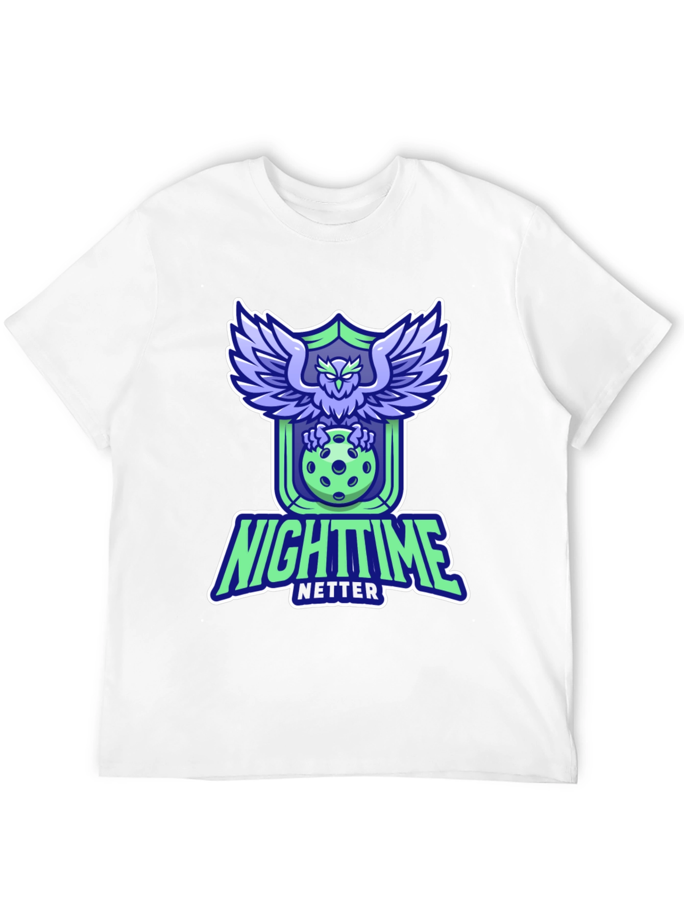 Nighttime Netter Graphic Tee - Owl Pickleball Design