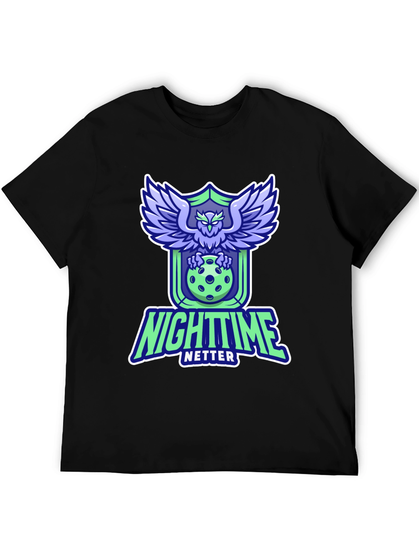 Nighttime Netter Graphic Tee - Owl Pickleball Design
