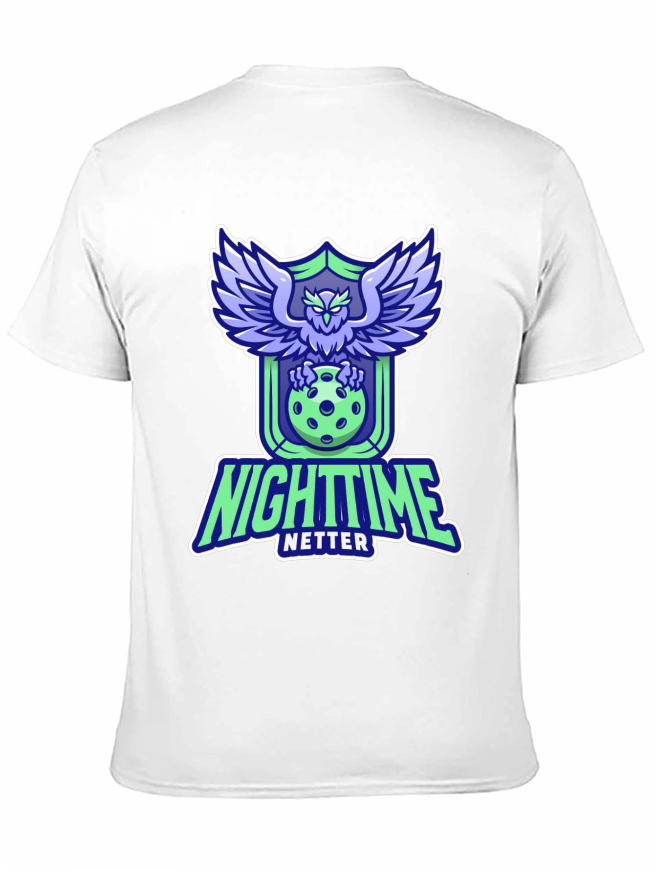 Nighttime Netter Graphic Tee - Owl Pickleball Design