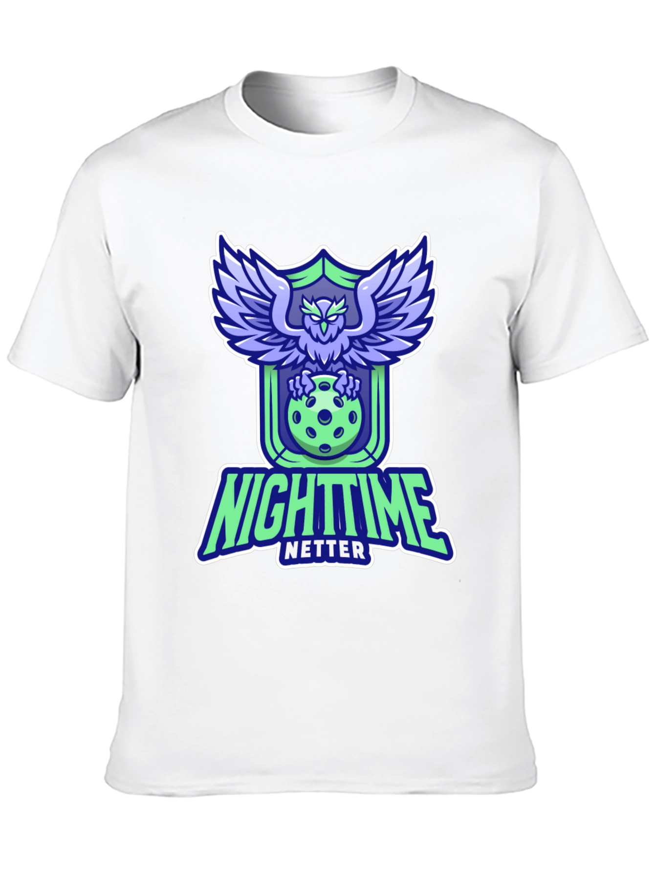 Nighttime Netter Graphic Tee - Owl Pickleball Design