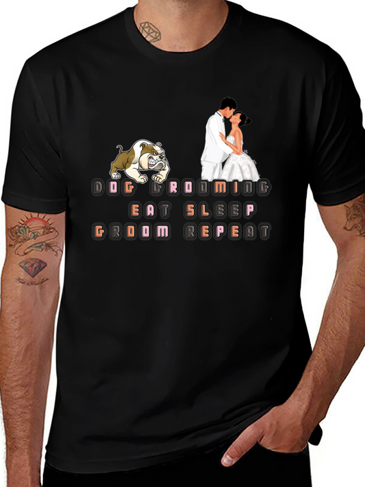 Dog Grooming T-Shirt - Eat Sleep Groom Repeat