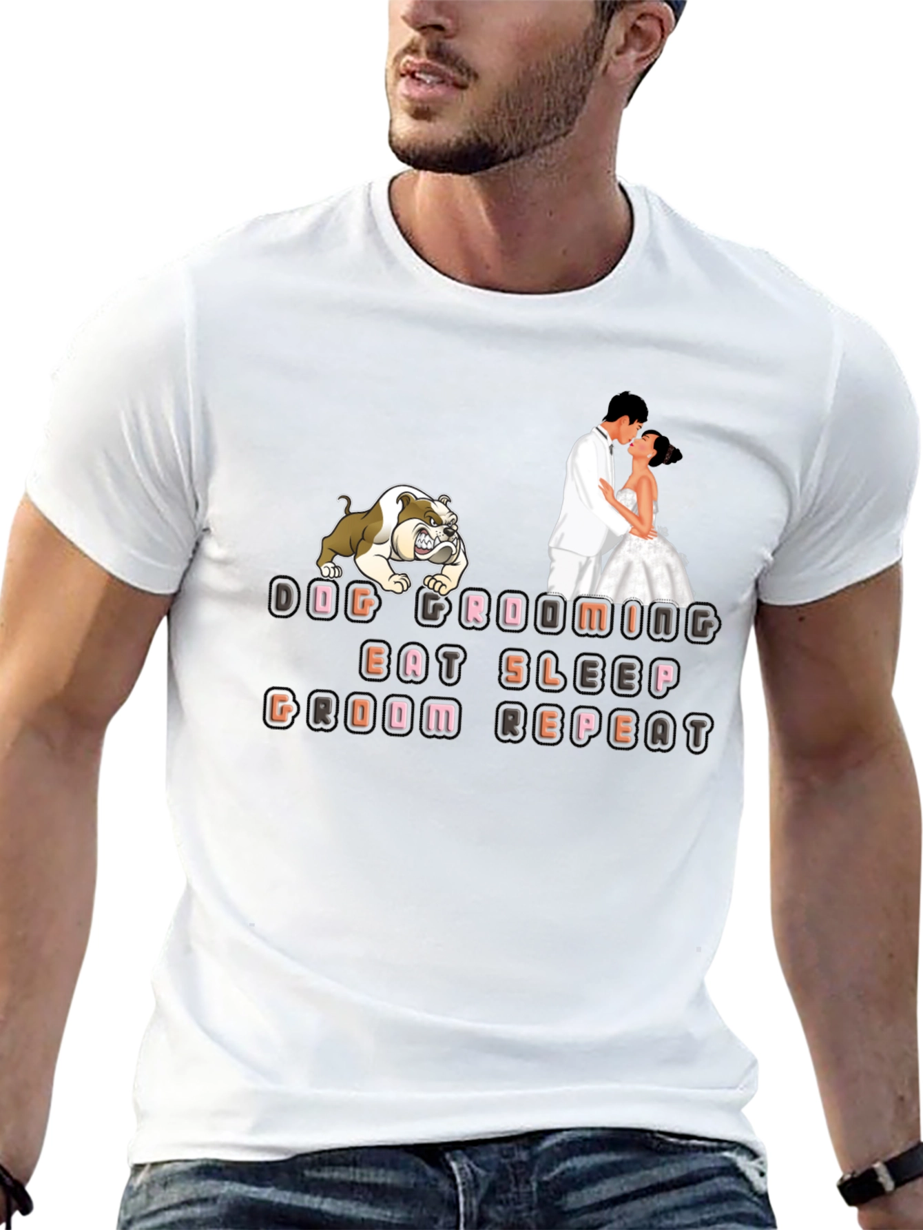 Dog Grooming T-Shirt - Eat Sleep Groom Repeat