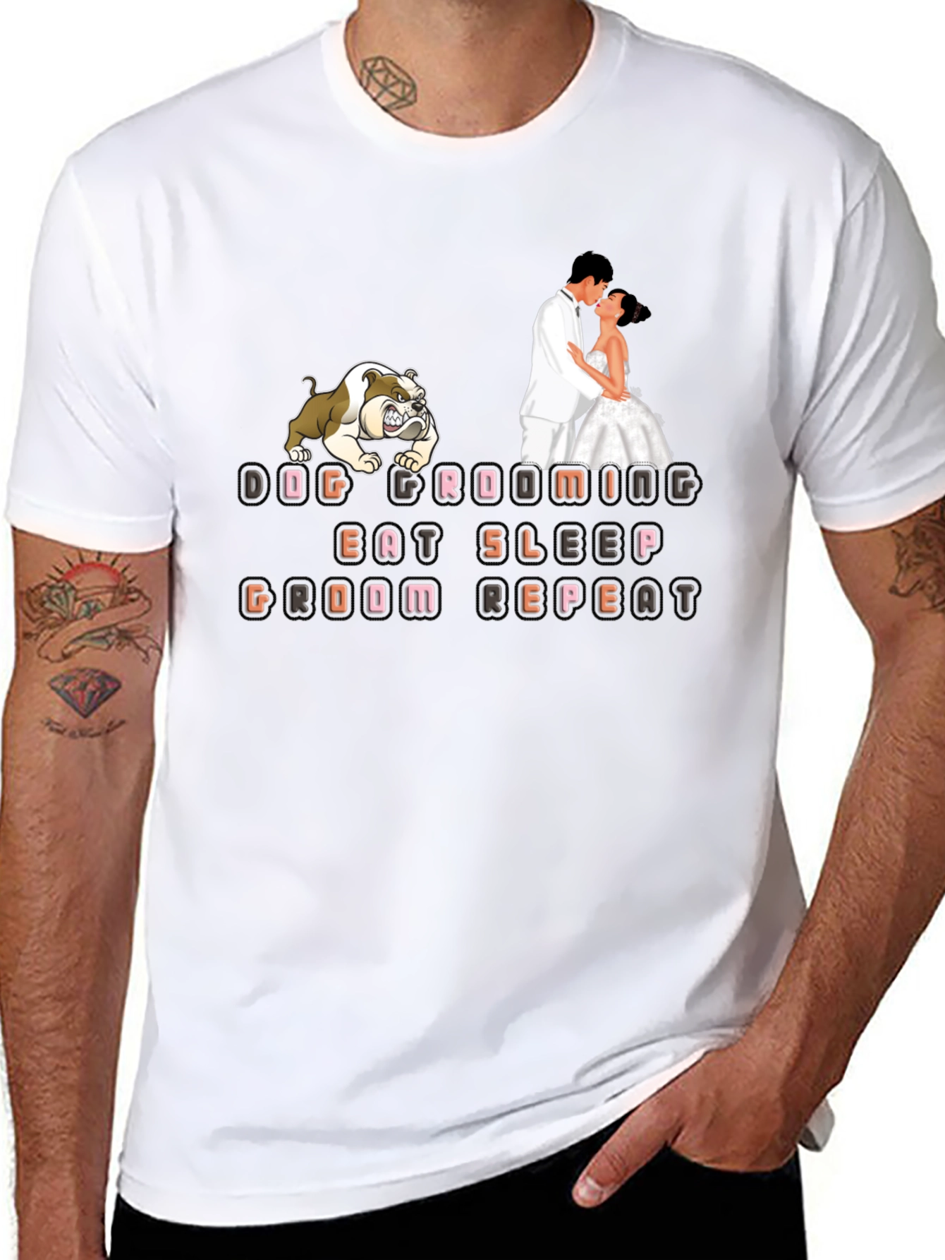 Dog Grooming T-Shirt - Eat Sleep Groom Repeat