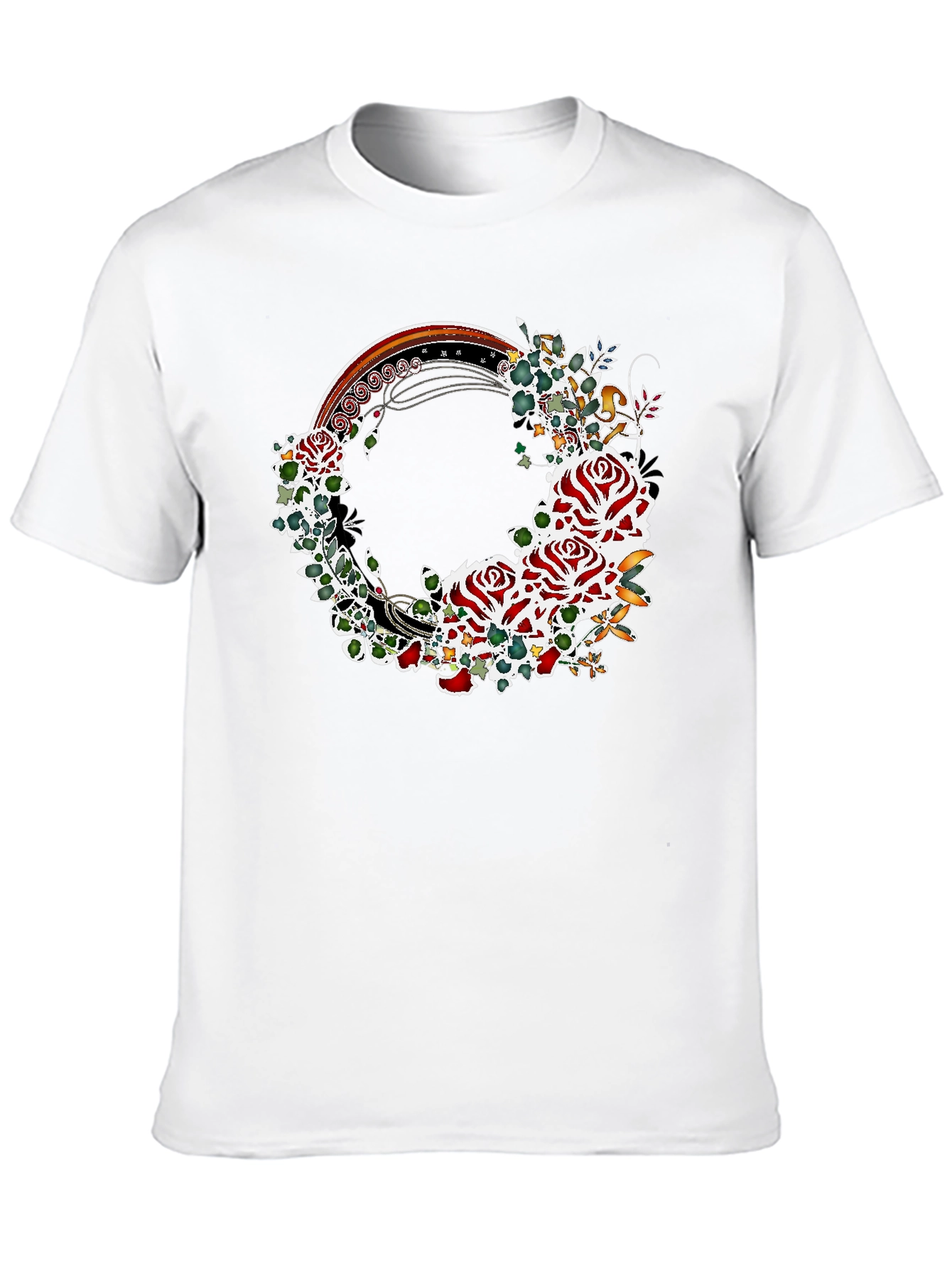 Floral Rose Wreath Graphic T-Shirt