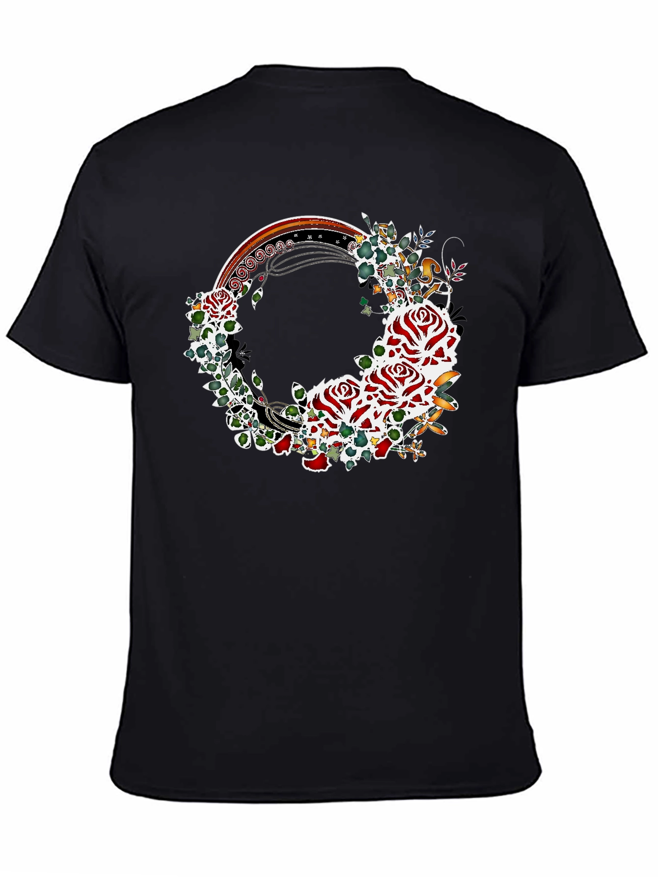 Floral Rose Wreath Graphic T-Shirt
