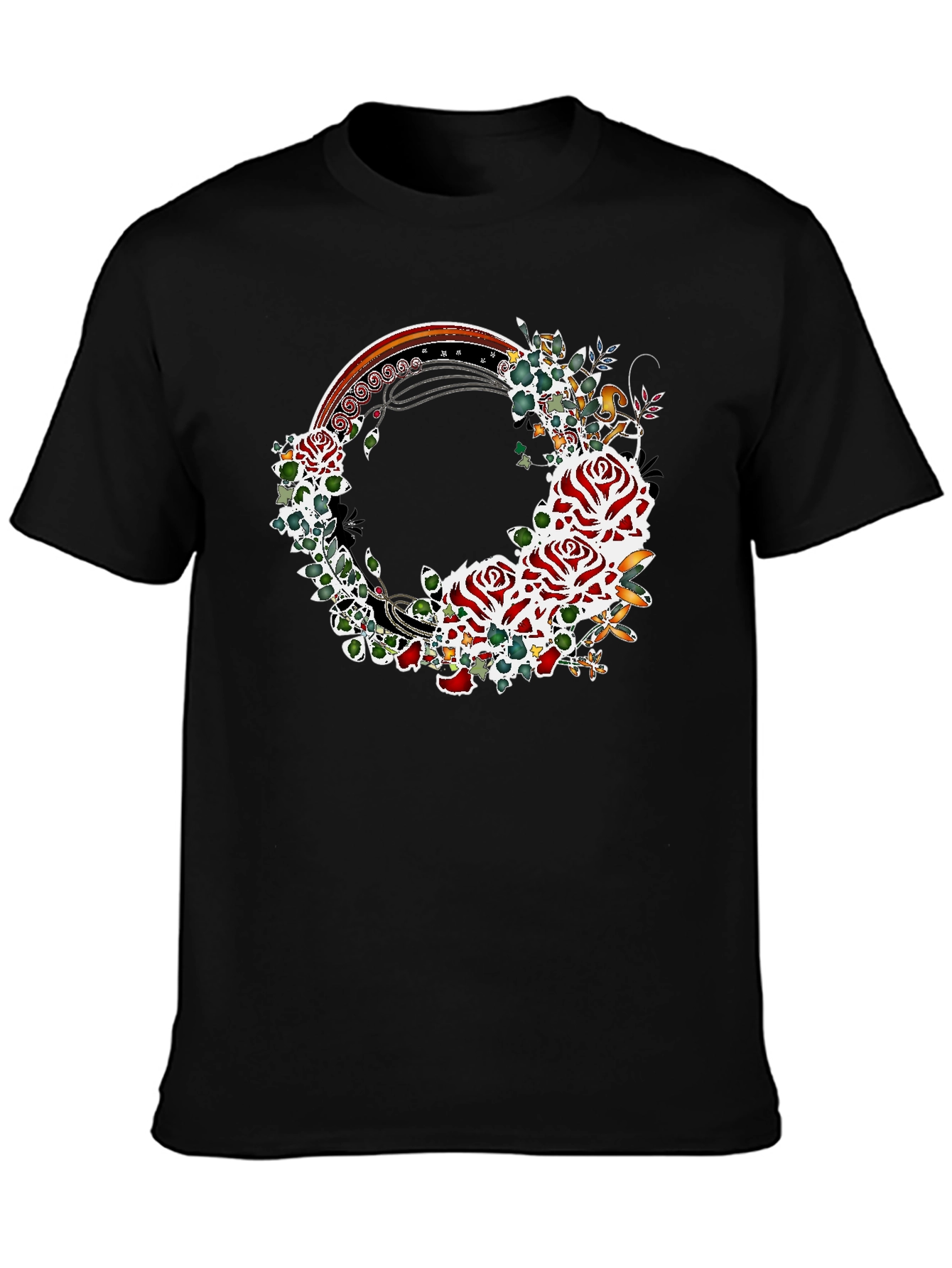 Floral Rose Wreath Graphic T-Shirt