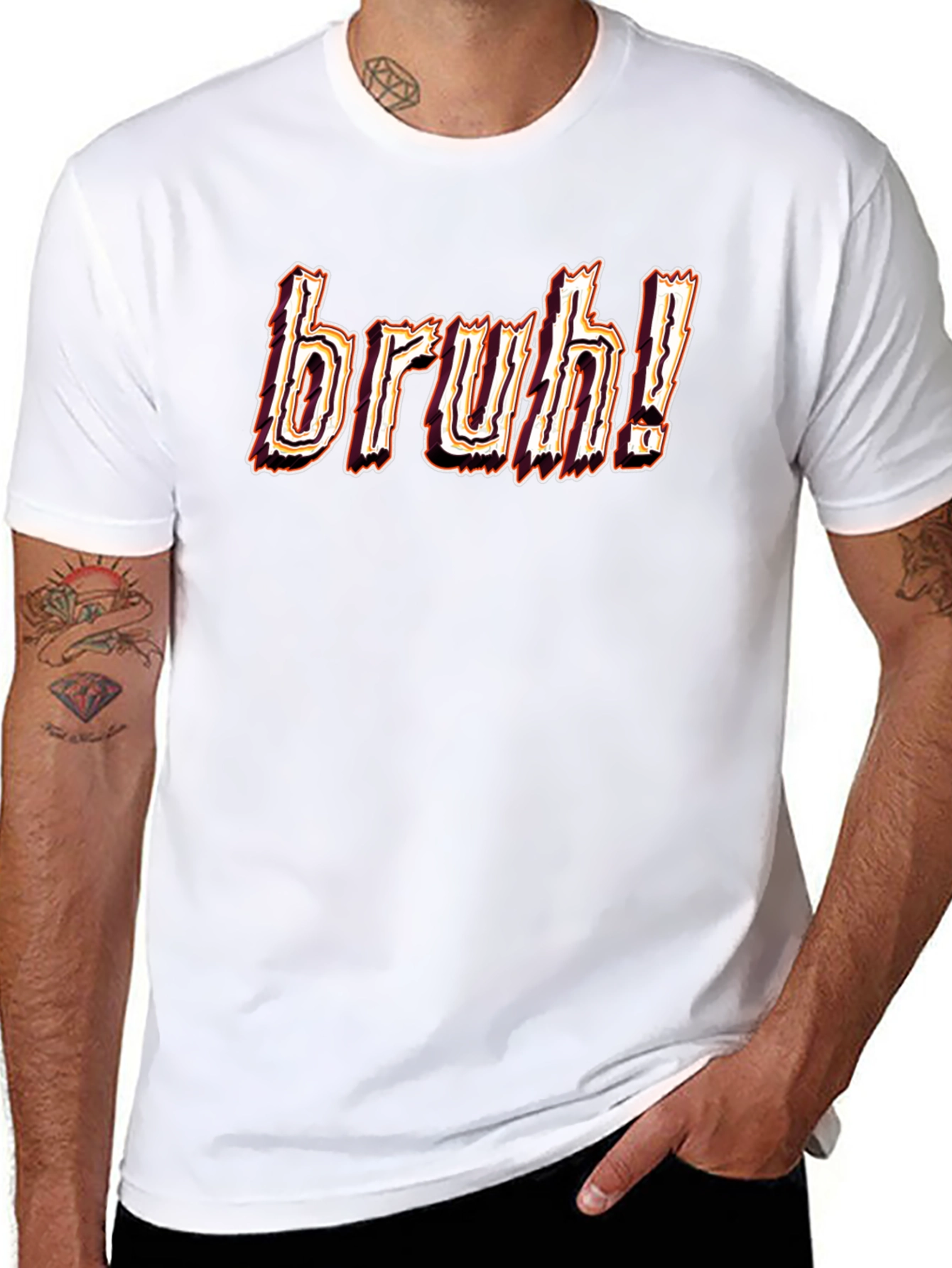 Bruh! Graphic Tee - Black Cotton Blend