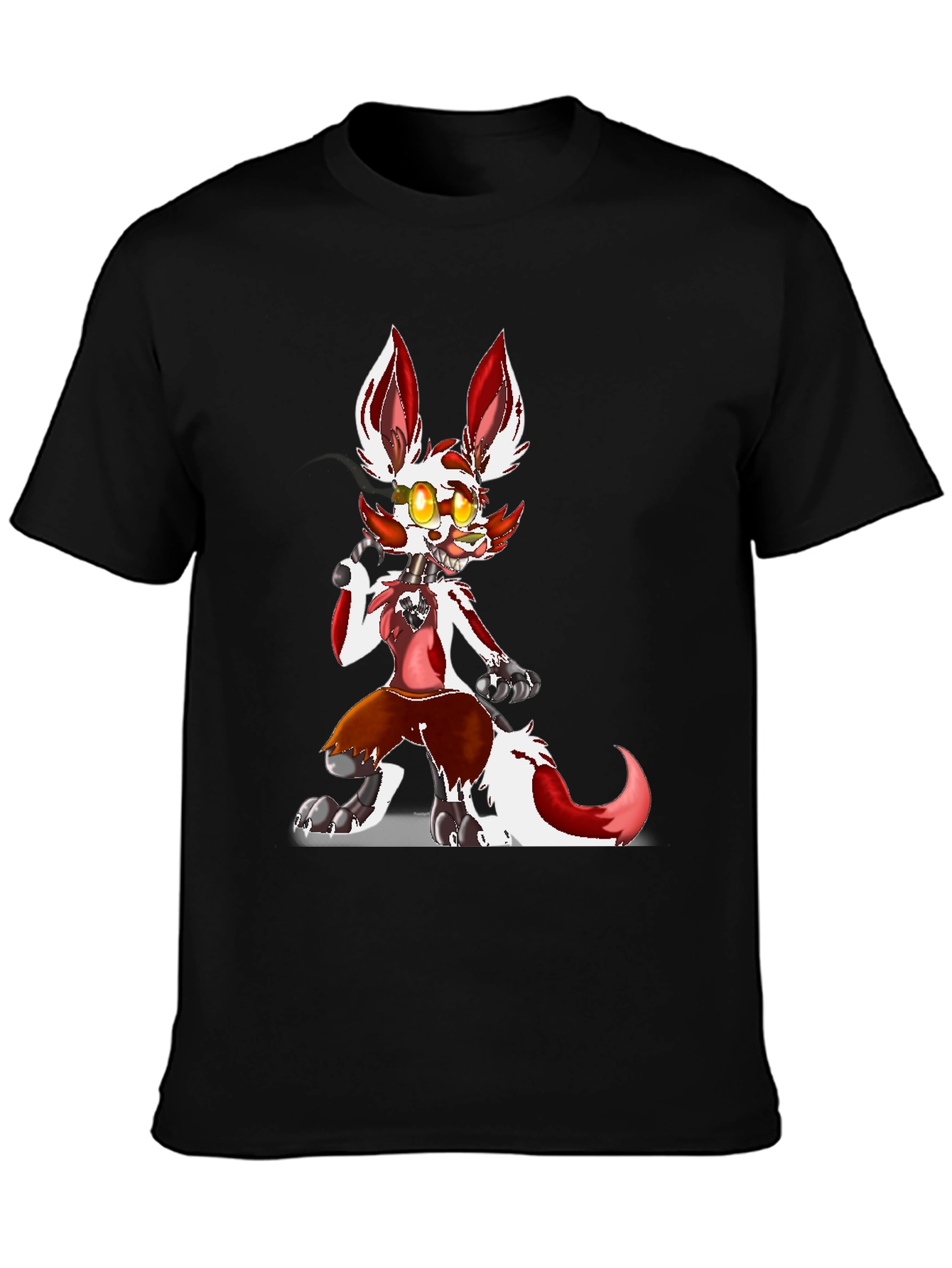 FNAF Foxy Character Graphic Tee - Black Cotton Blend