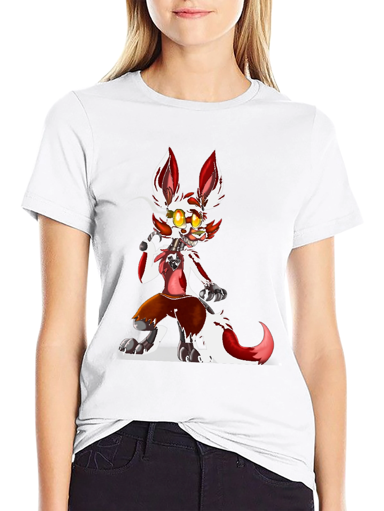 FNAF Foxy Character Graphic Tee - Black Cotton Blend
