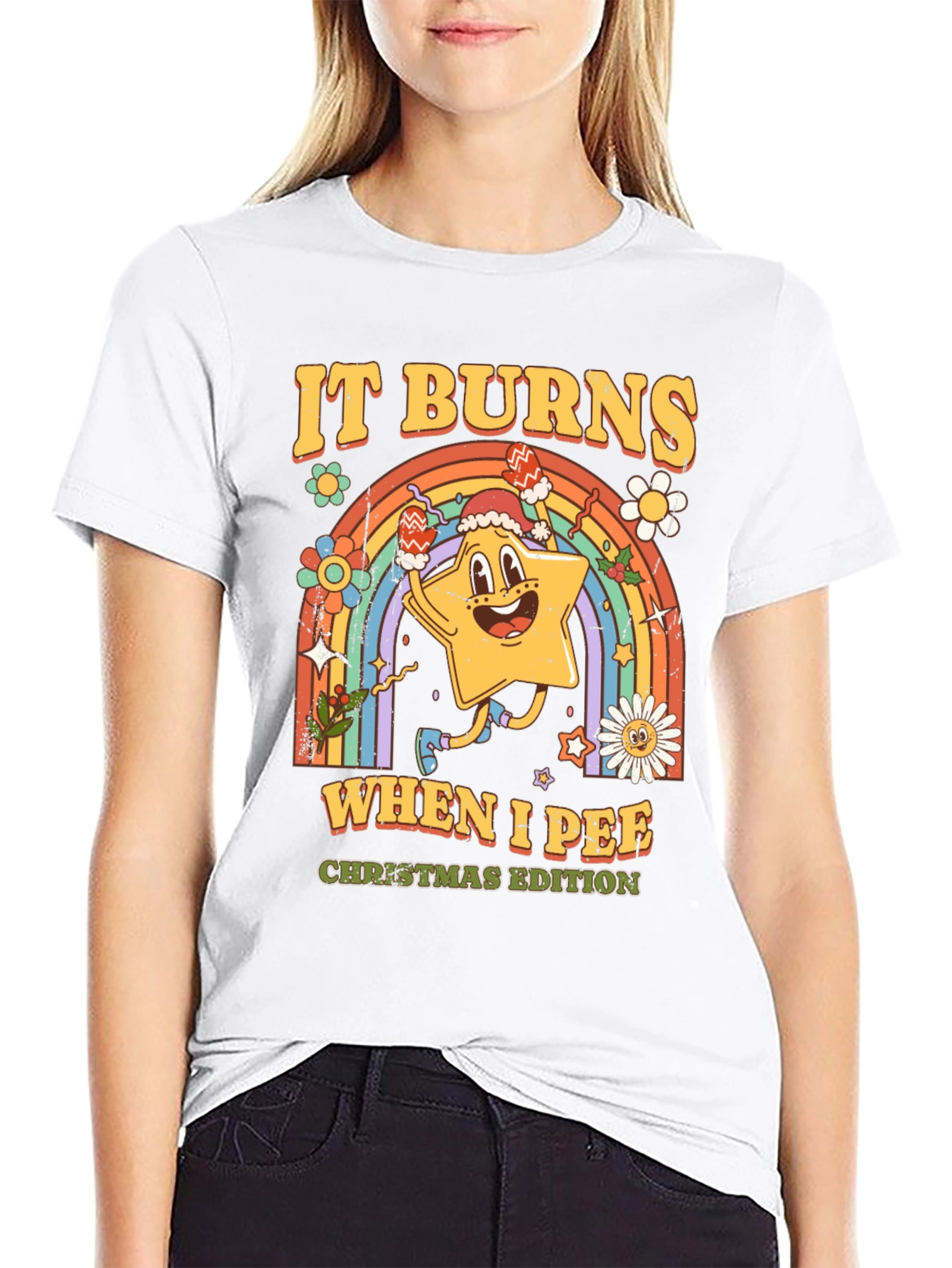 It Burns When I Pee Christmas Edition Black T-Shirt