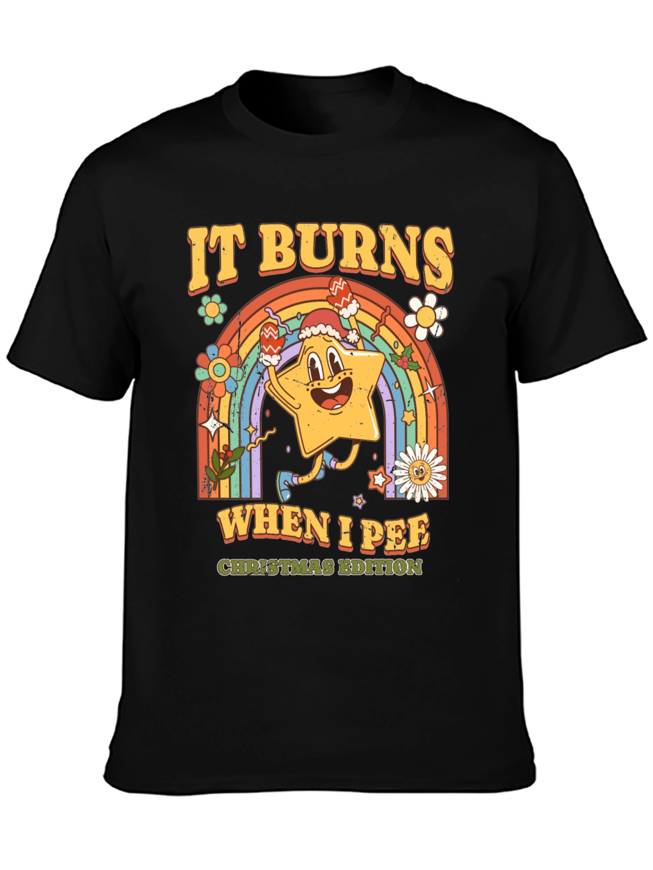It Burns When I Pee Christmas Edition Black T-Shirt
