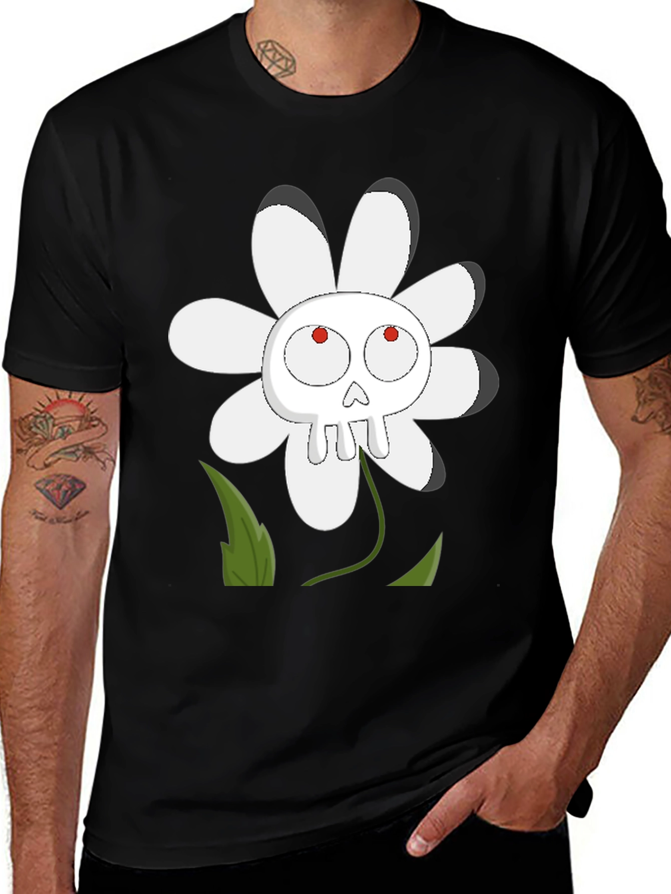 Skull Flower Graphic T-Shirt - Dark Humor Tee