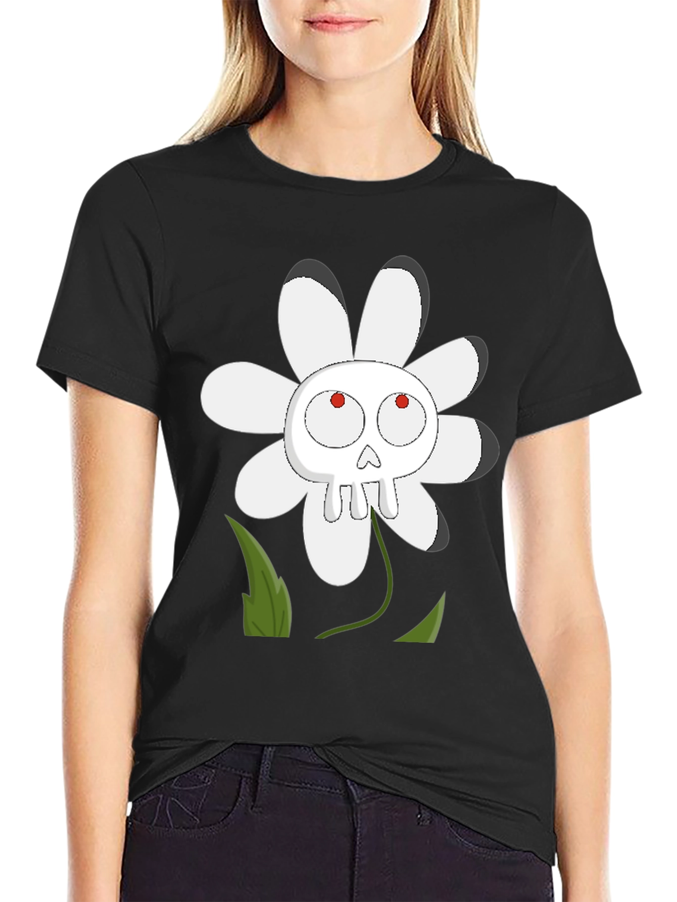 Skull Flower Graphic T-Shirt - Dark Humor Tee