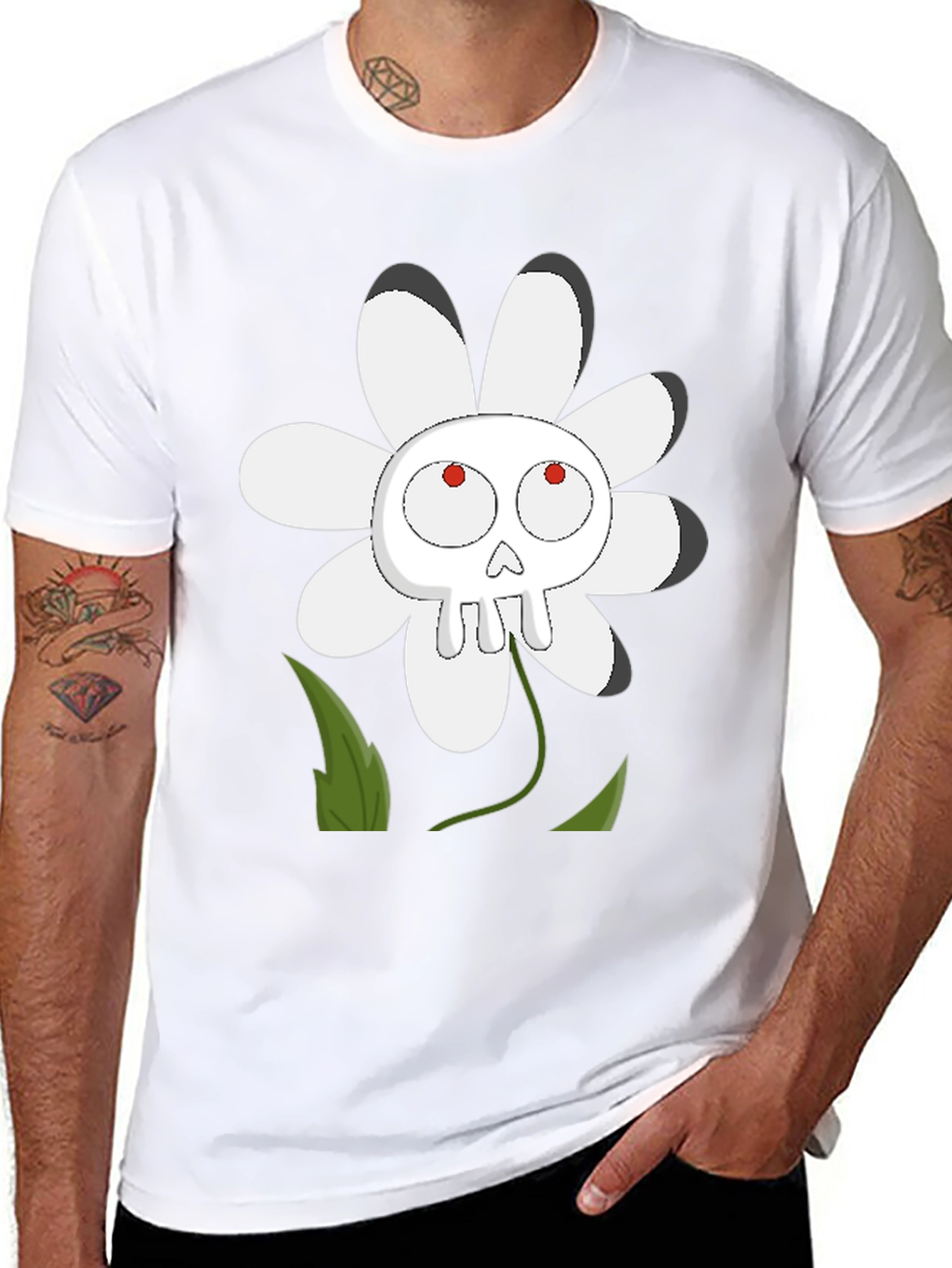 Skull Flower Graphic T-Shirt - Dark Humor Tee