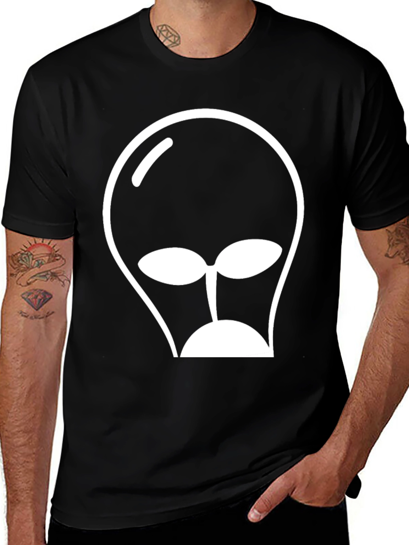 Alien Head Graphic Tee - Black T-Shirt