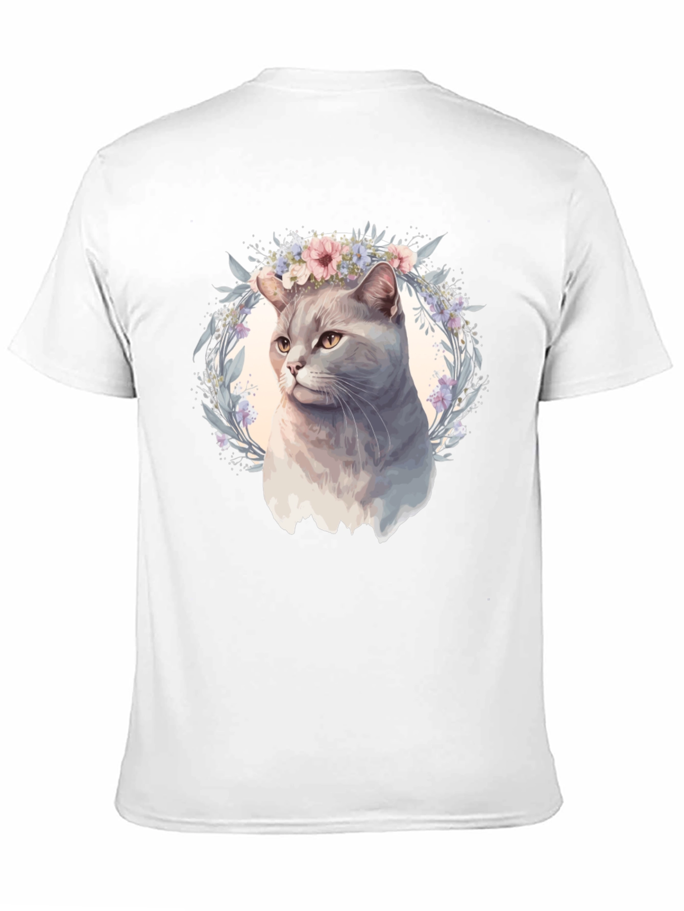 Cat with Floral Crown Graphic Tee