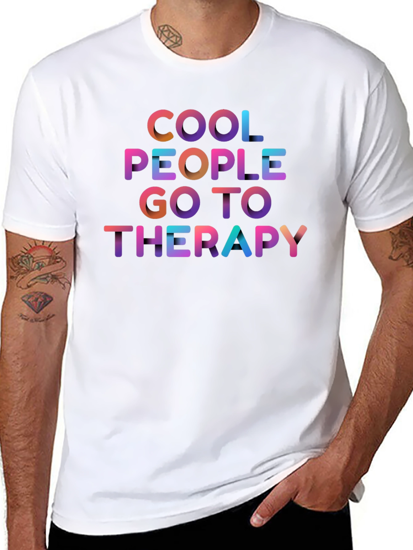 Cool People Go To Therapy Graphic Tee - Black