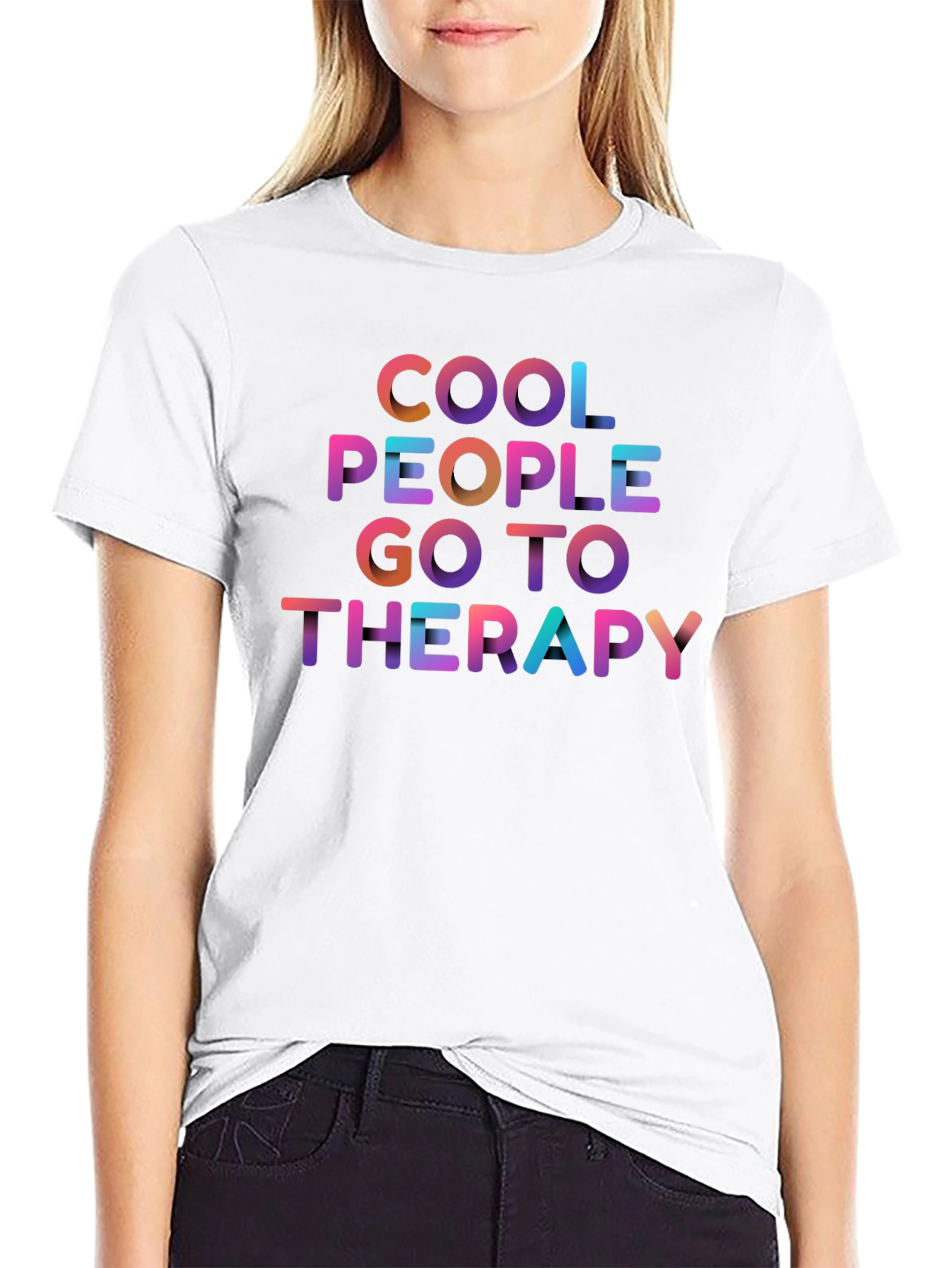 Cool People Go To Therapy Graphic Tee - Black