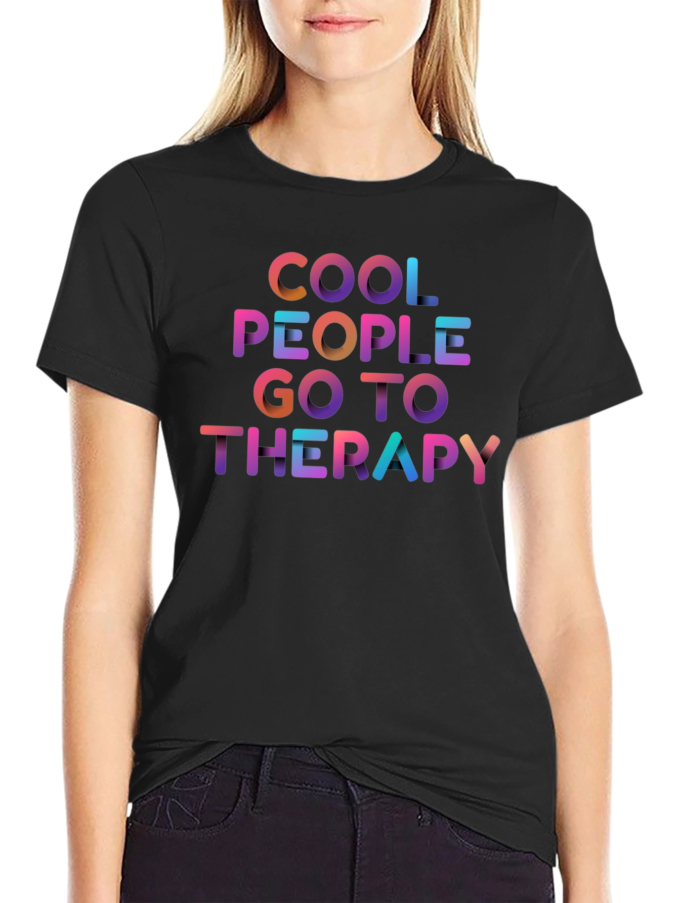 Cool People Go To Therapy Graphic Tee - Black
