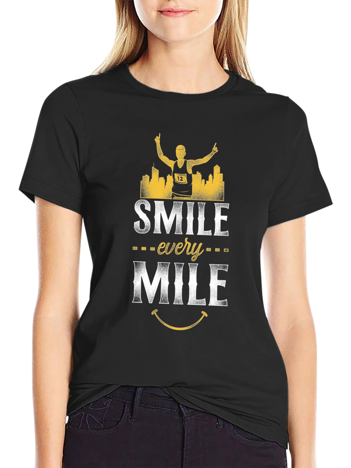 Smile Every Mile T-Shirt - Marathon Runner Design