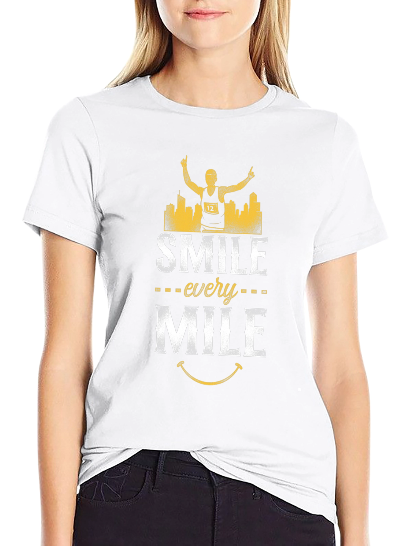 Smile Every Mile T-Shirt - Marathon Runner Design