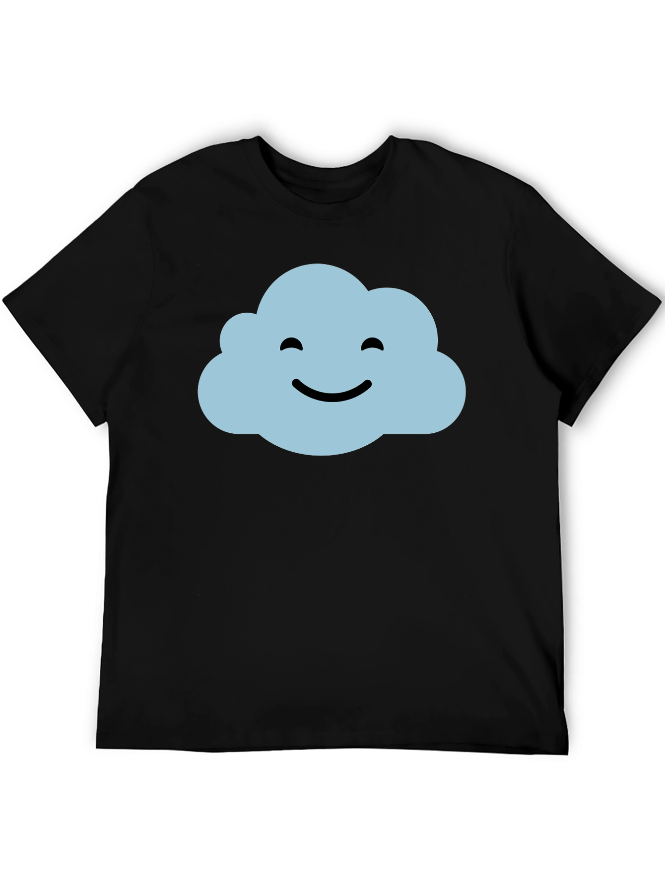 Smiling Cloud Graphic T-Shirt - Black Cotton Blend