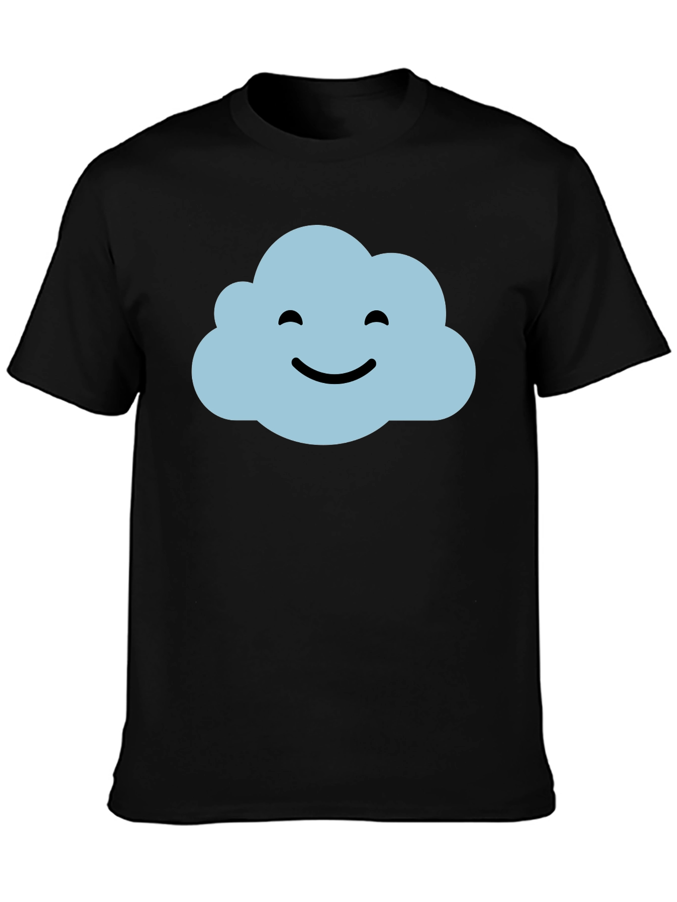 Smiling Cloud Graphic T-Shirt - Black Cotton Blend