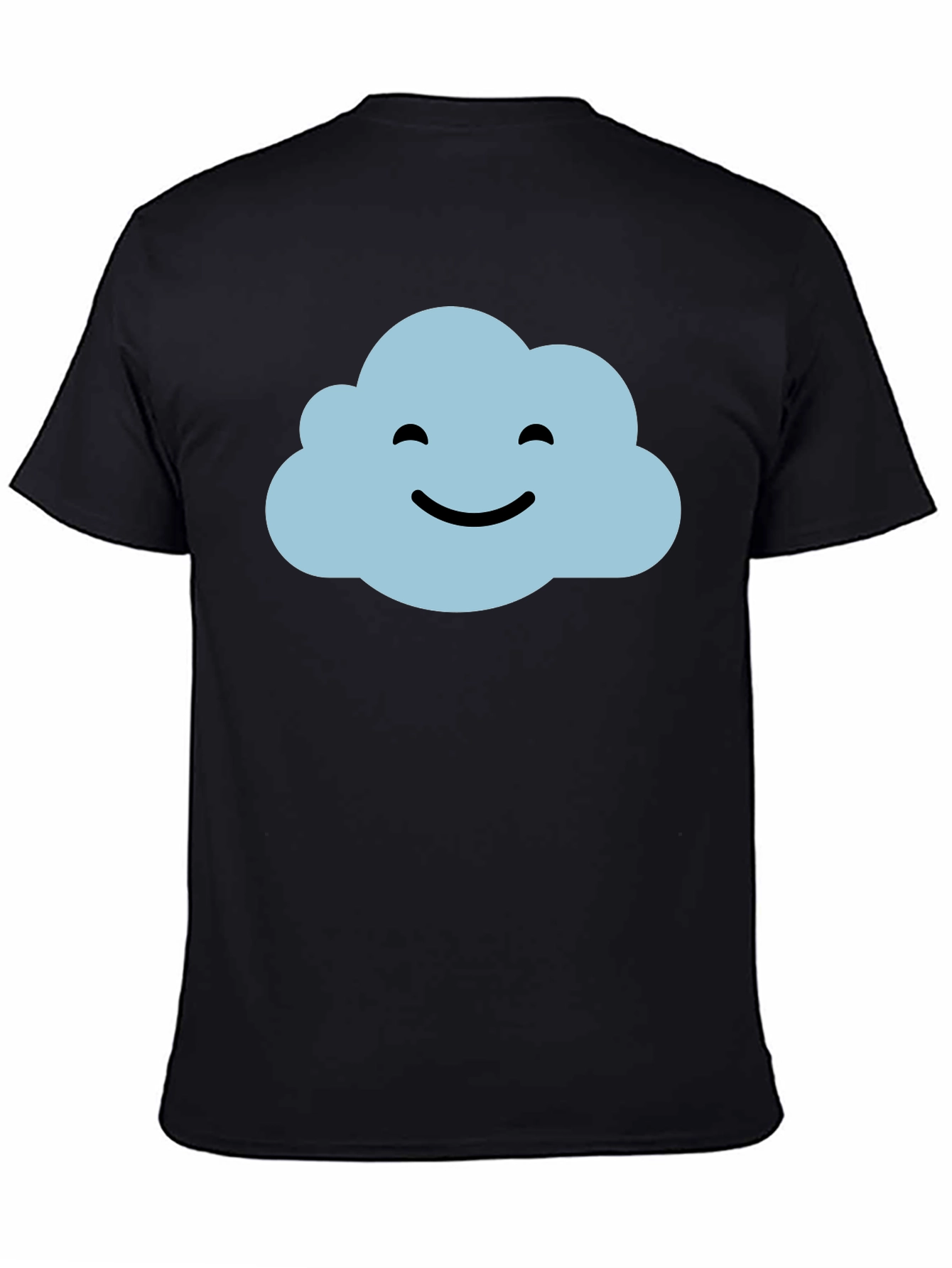 Smiling Cloud Graphic T-Shirt - Black Cotton Blend