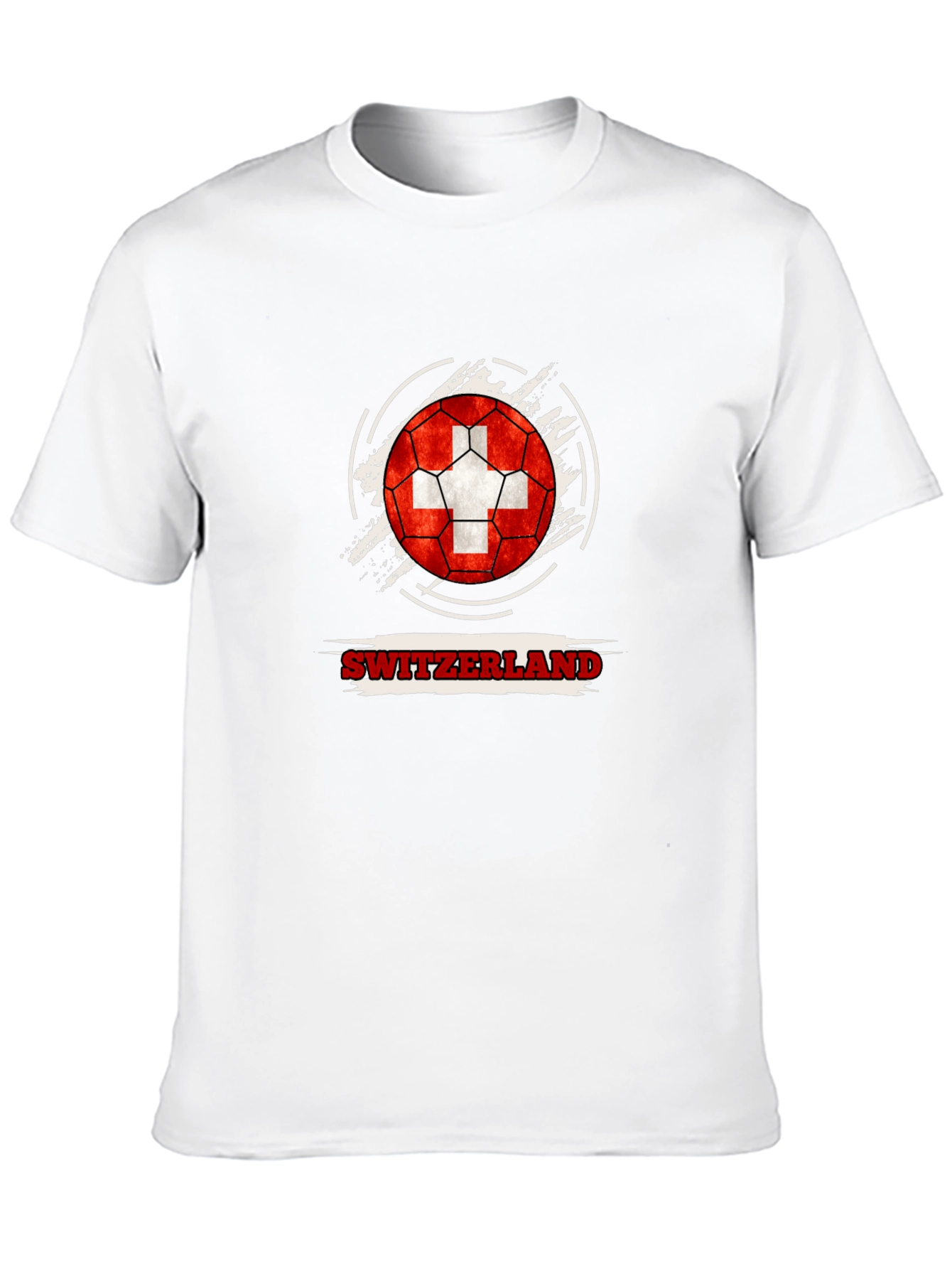 Switzerland Flag Soccer Ball Black T-Shirt