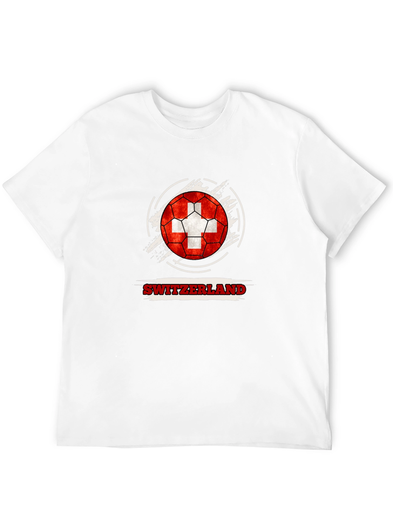 Switzerland Flag Soccer Ball Black T-Shirt