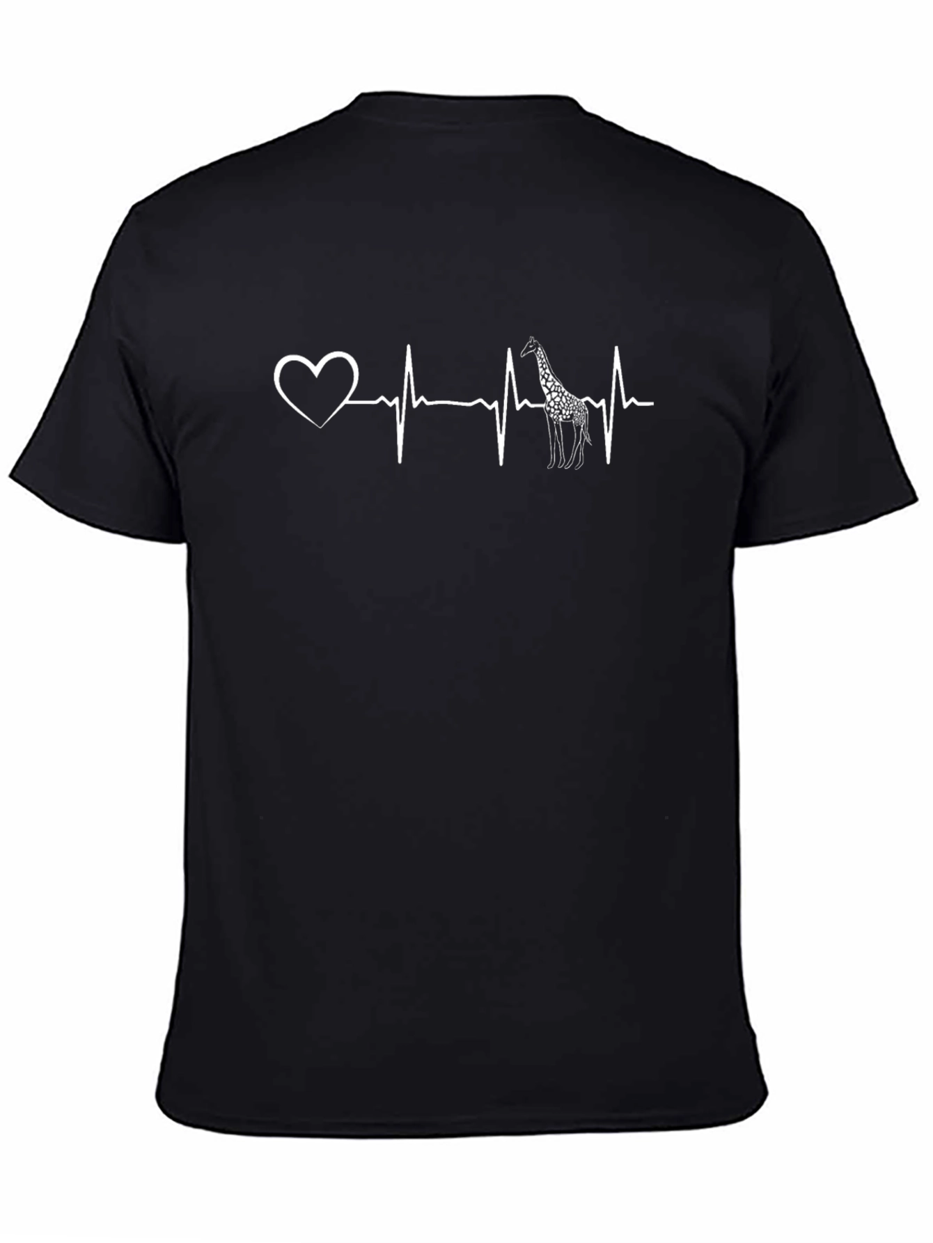 Heartbeat Giraffe Graphic Tee - Mens Black T-Shirt